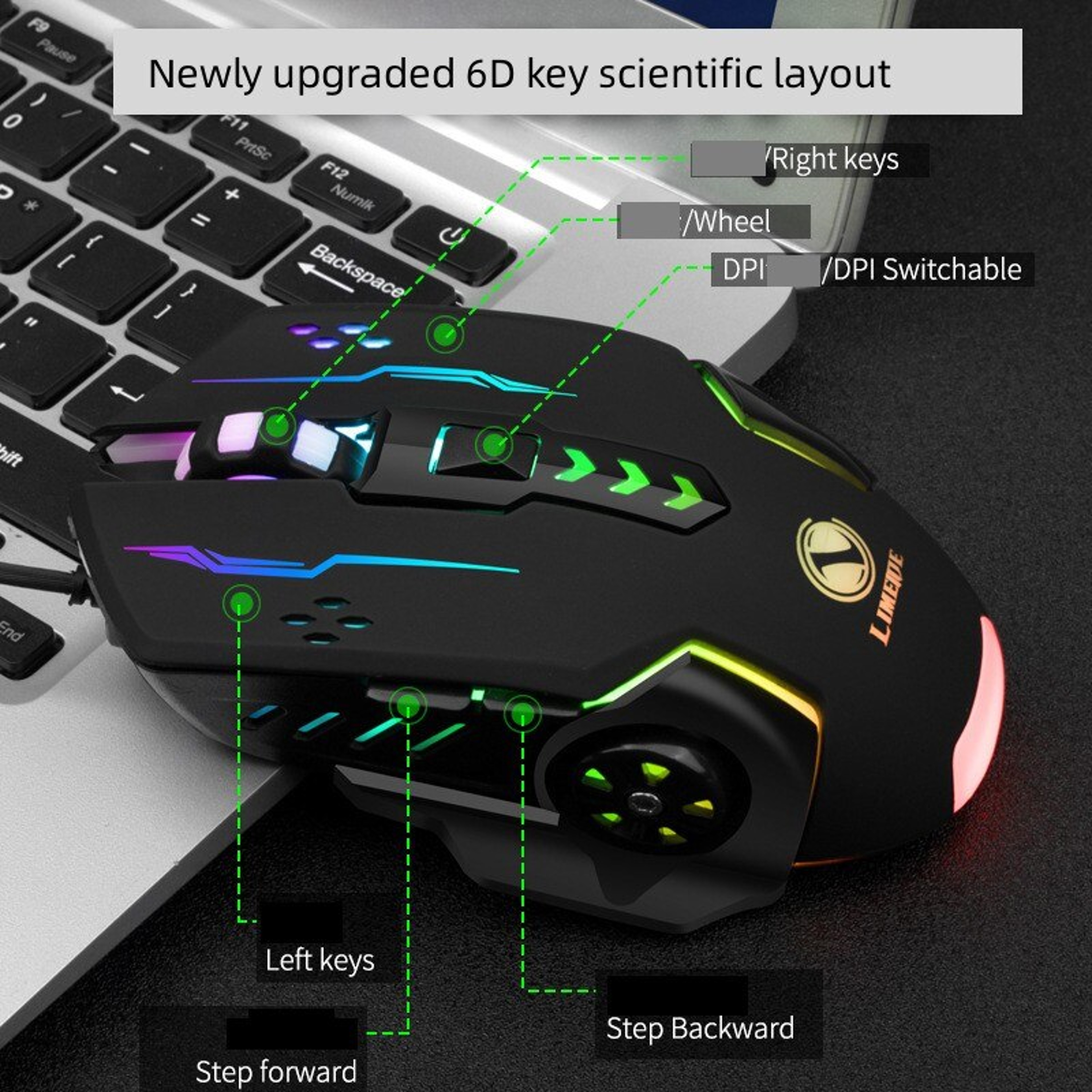 USB Wired Gaming Mouse RGB Optical Gaming Mouse With Adjustable DPI For PC 1