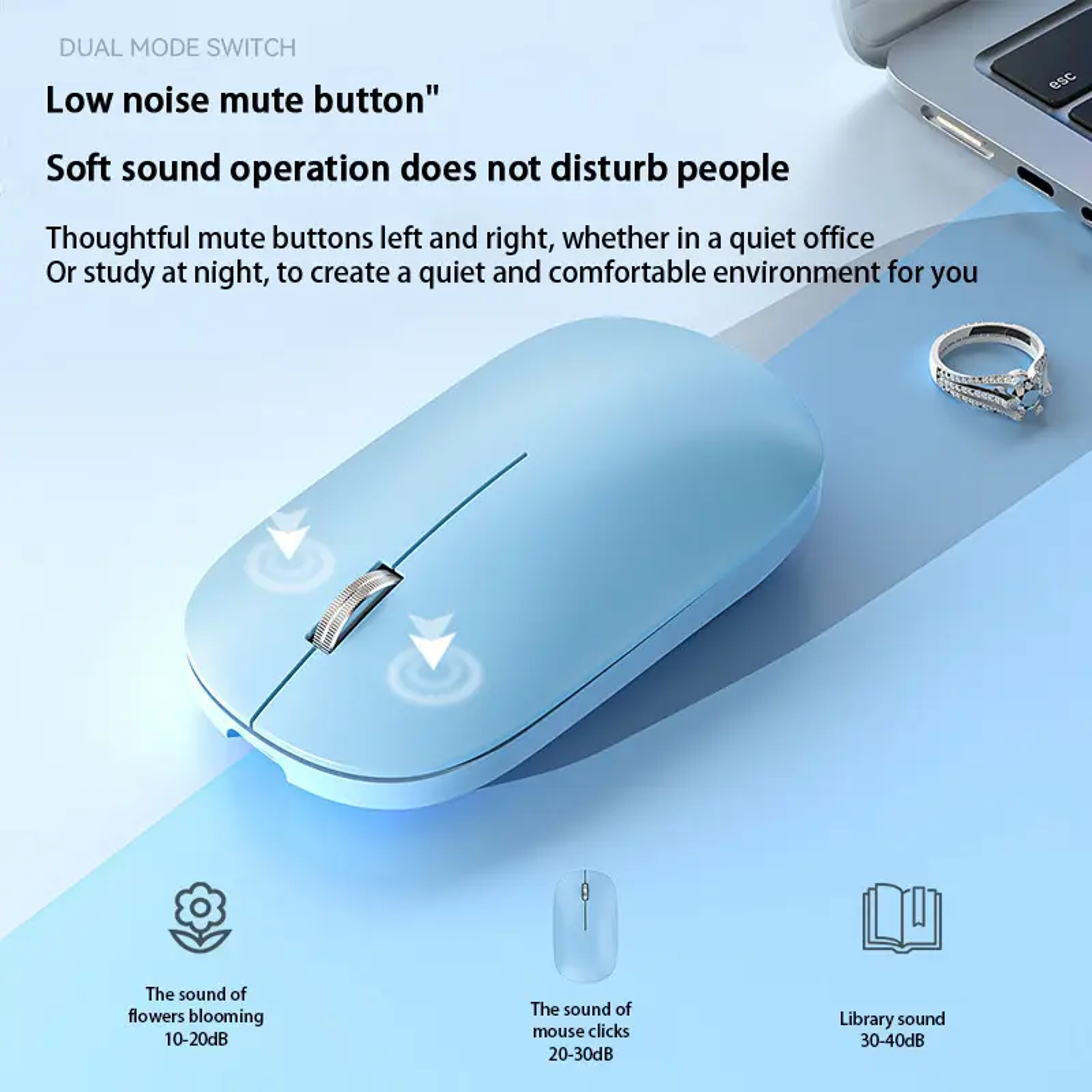 Type C Rechargeable Wireless Silent Click Ergonomic Mouse For Laptop Office  Portable Use 3