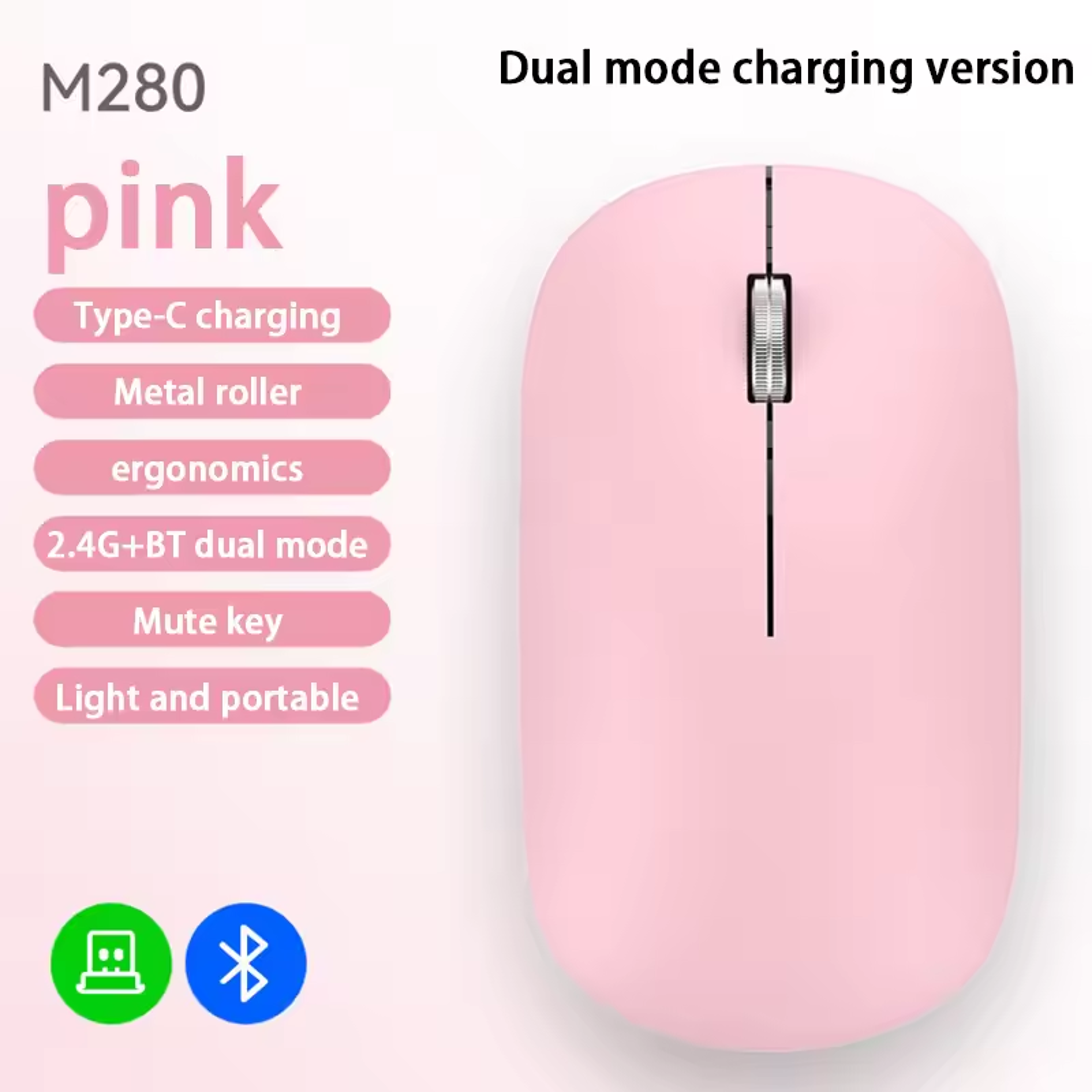 Type C Rechargeable Wireless Silent Click Ergonomic Mouse For Laptop Office  Portable Use 5