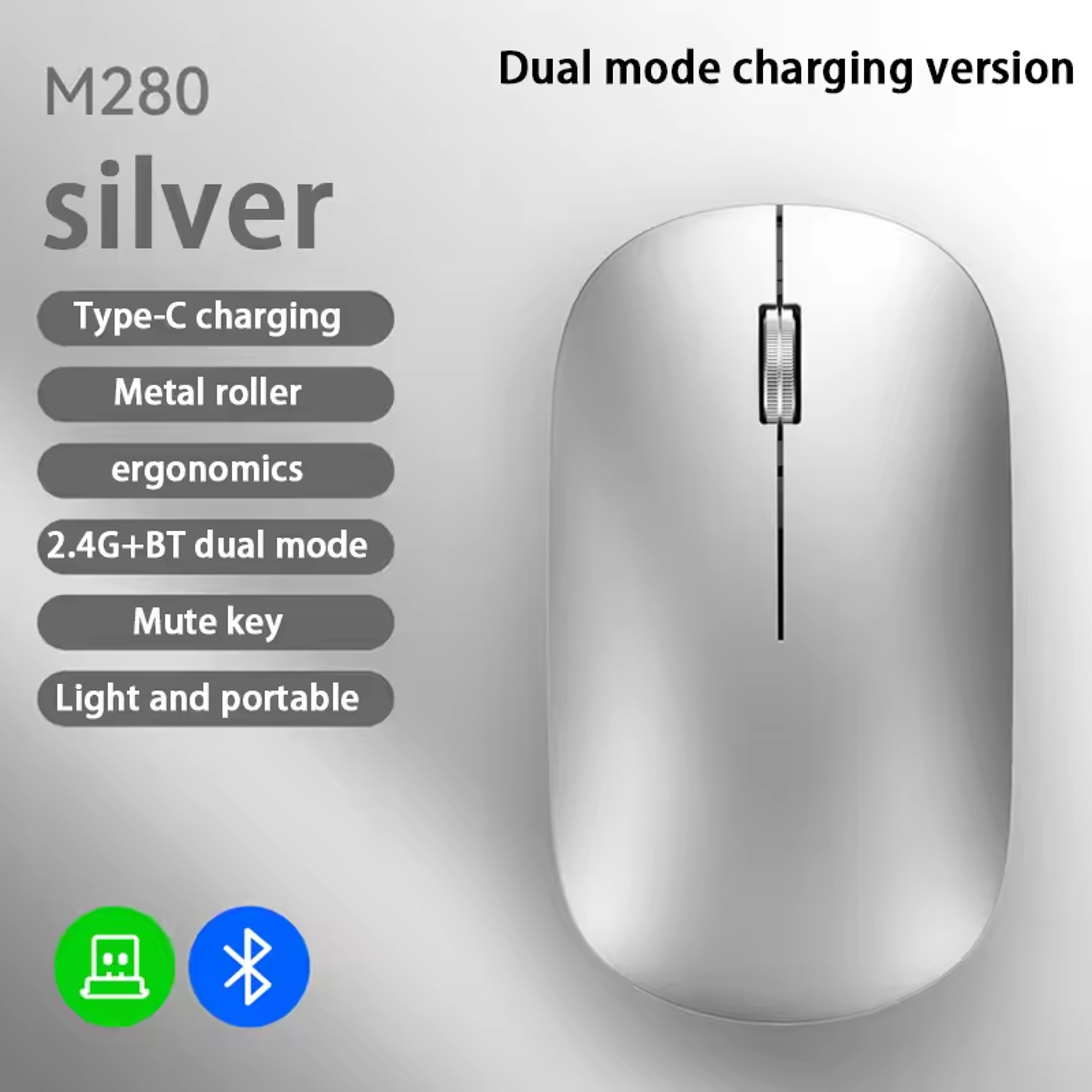 Type C Rechargeable Wireless Silent Click Ergonomic Mouse For Laptop Office  Portable Use 6