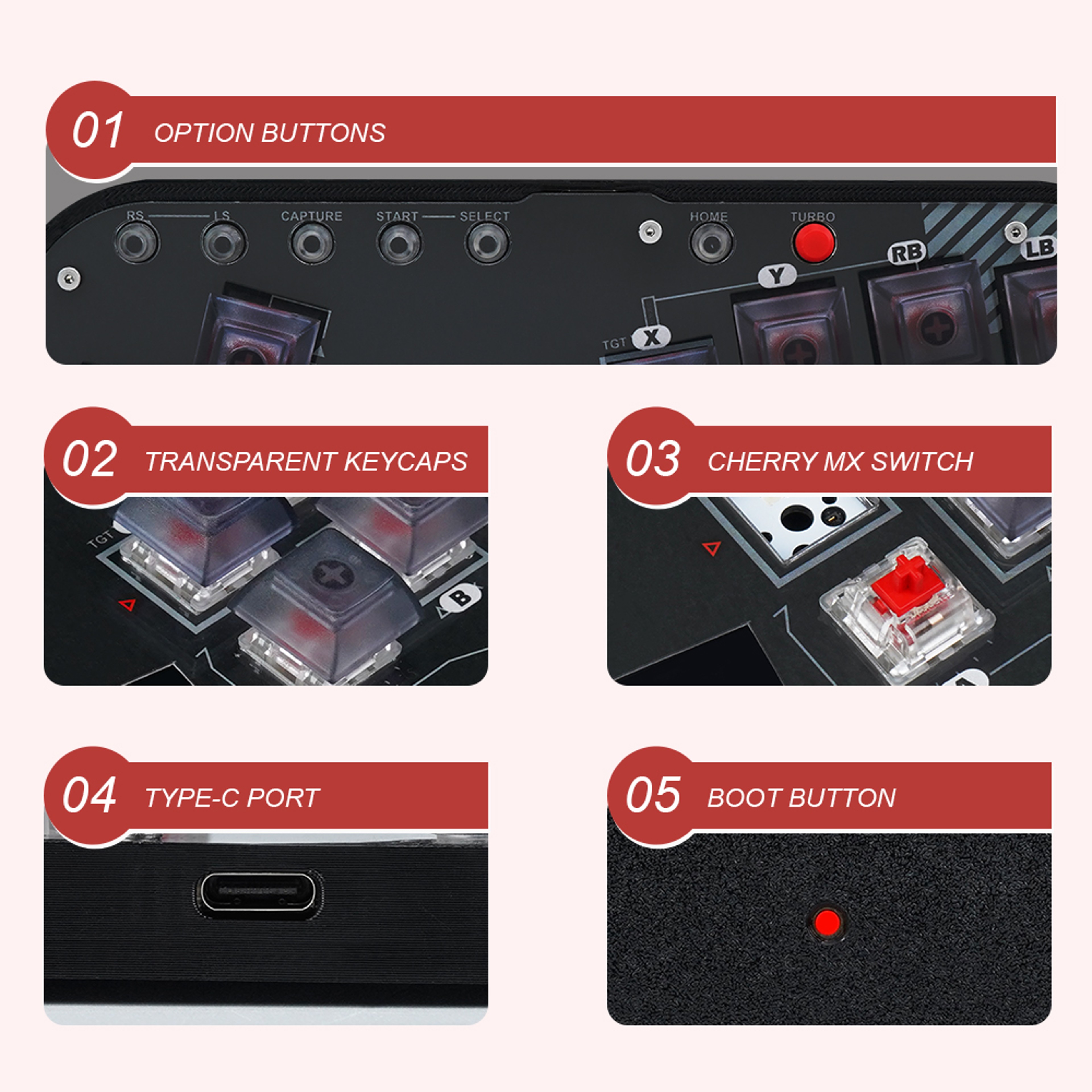 Pro RGB HitBox Arcade Controller With Cherry Switches For PC  Android 2
