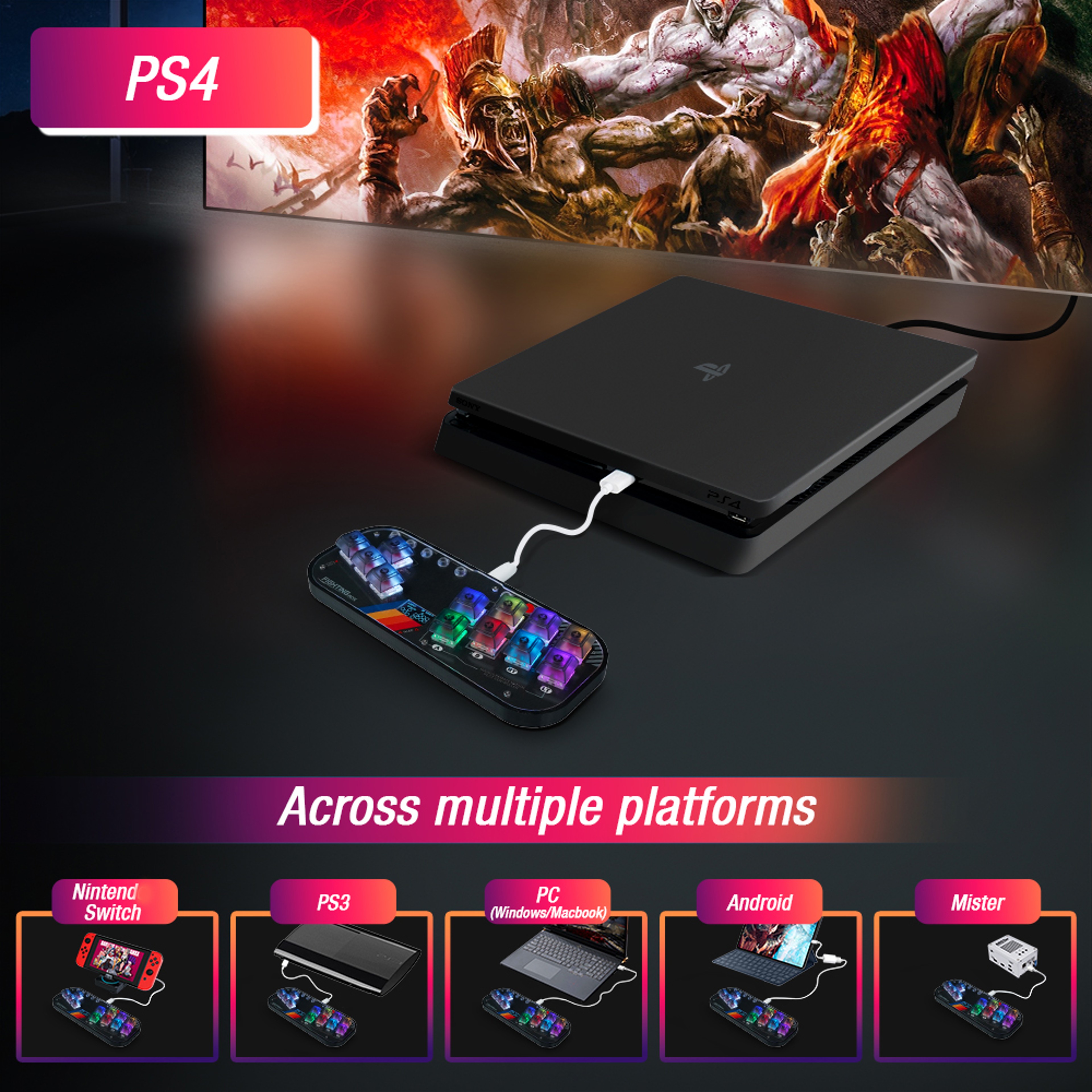 Pro RGB HitBox Arcade Controller With Cherry Switches For PC  Android 3