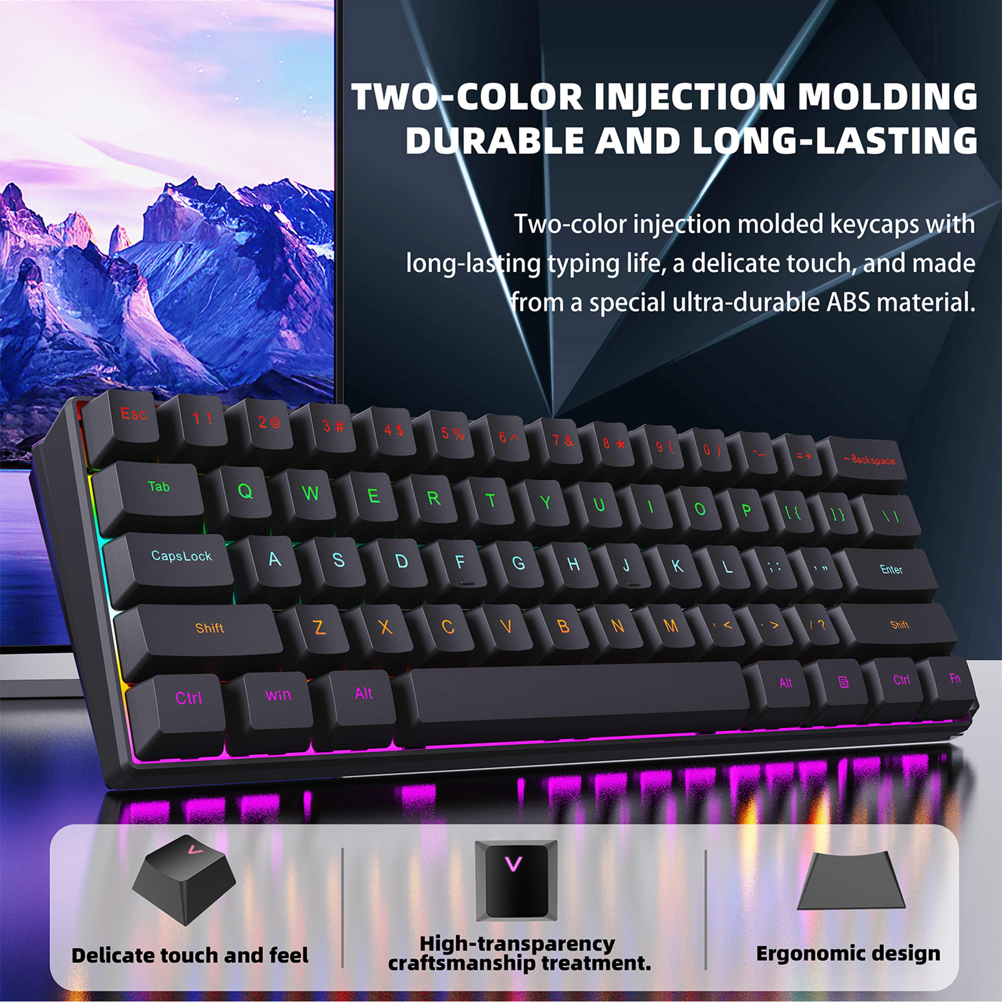 Stealth Glow Key RGB Gaming Mechanical Keyboard With Red Switches 3