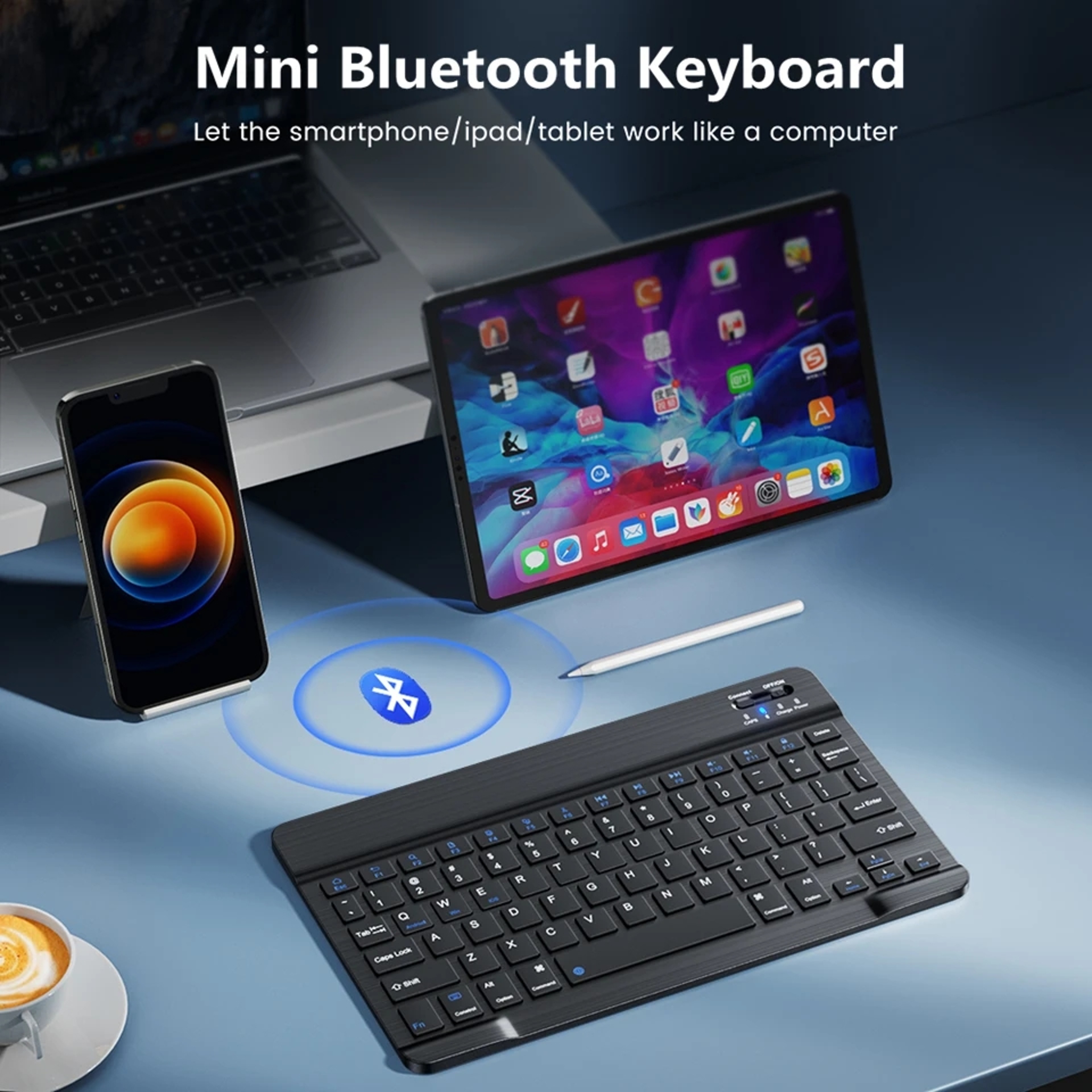 UltraSlim Bluetooth Wireless Keyboard  Mouse Set For IPad Tablet Laptop  Phone 1