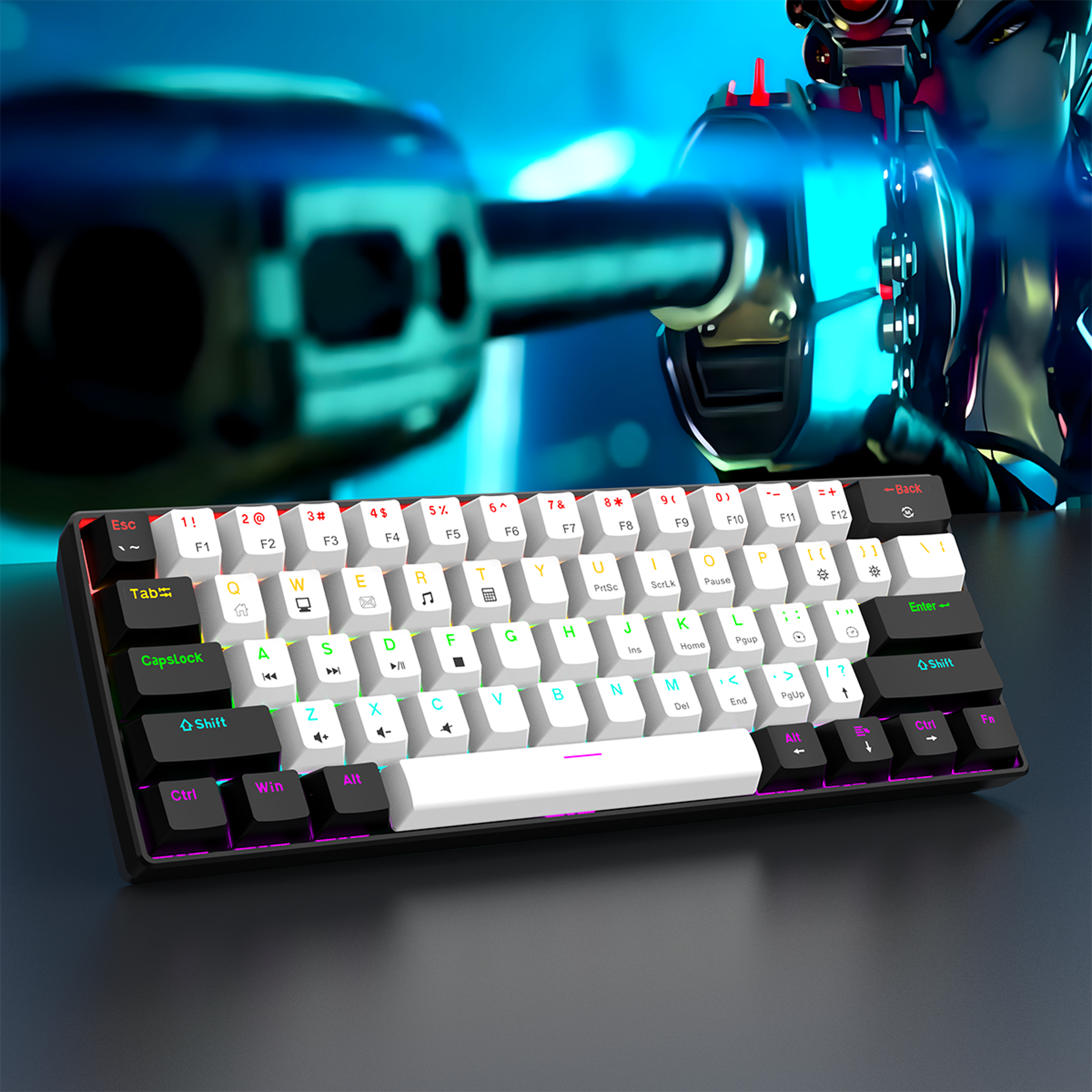Mini Mechanical Gaming Keyboard For PC  Mac Compact Travel Keyboard With Backlit Keys 3