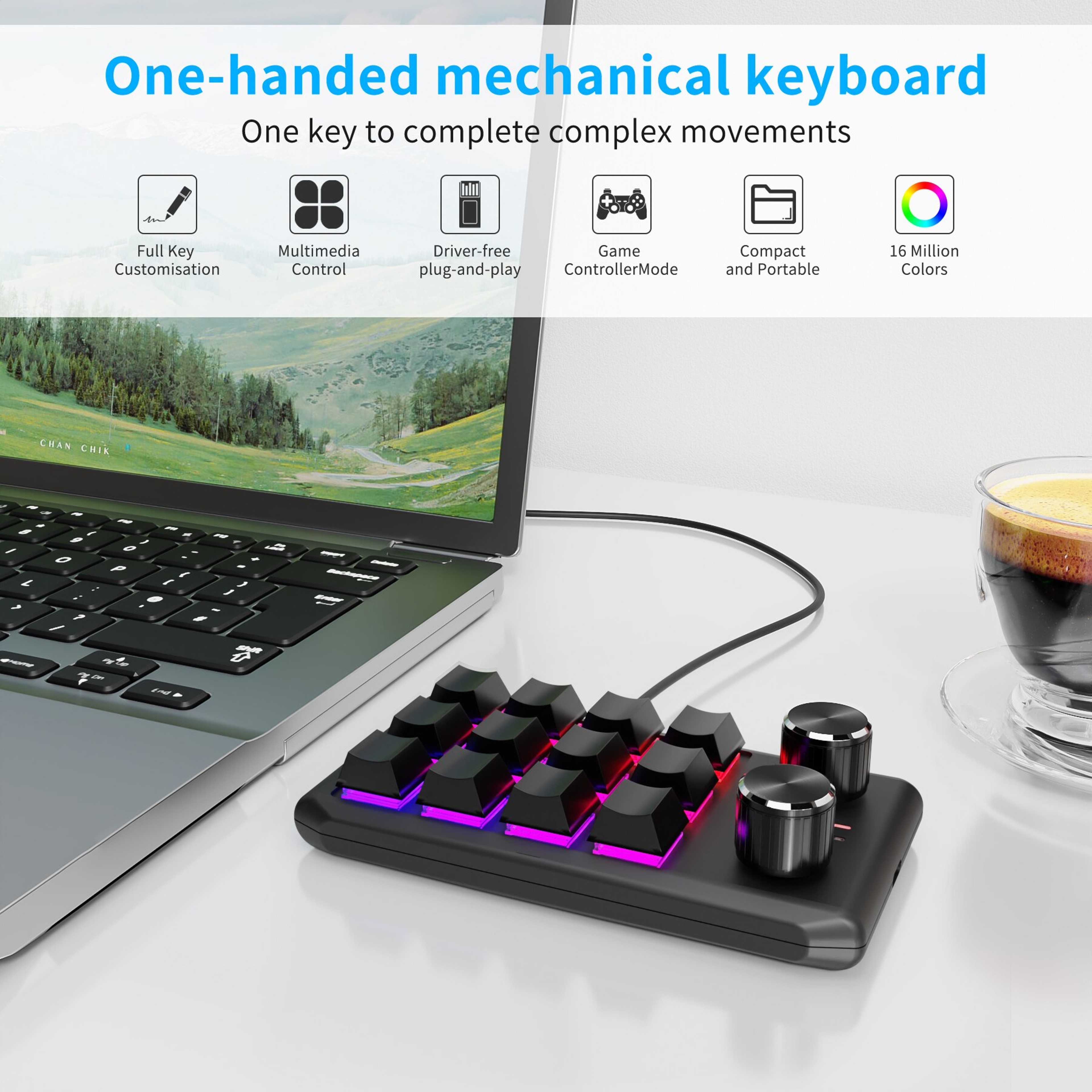 Bluetooth Macro Pad With Dual Knobs RGB Programmable Keypad 2