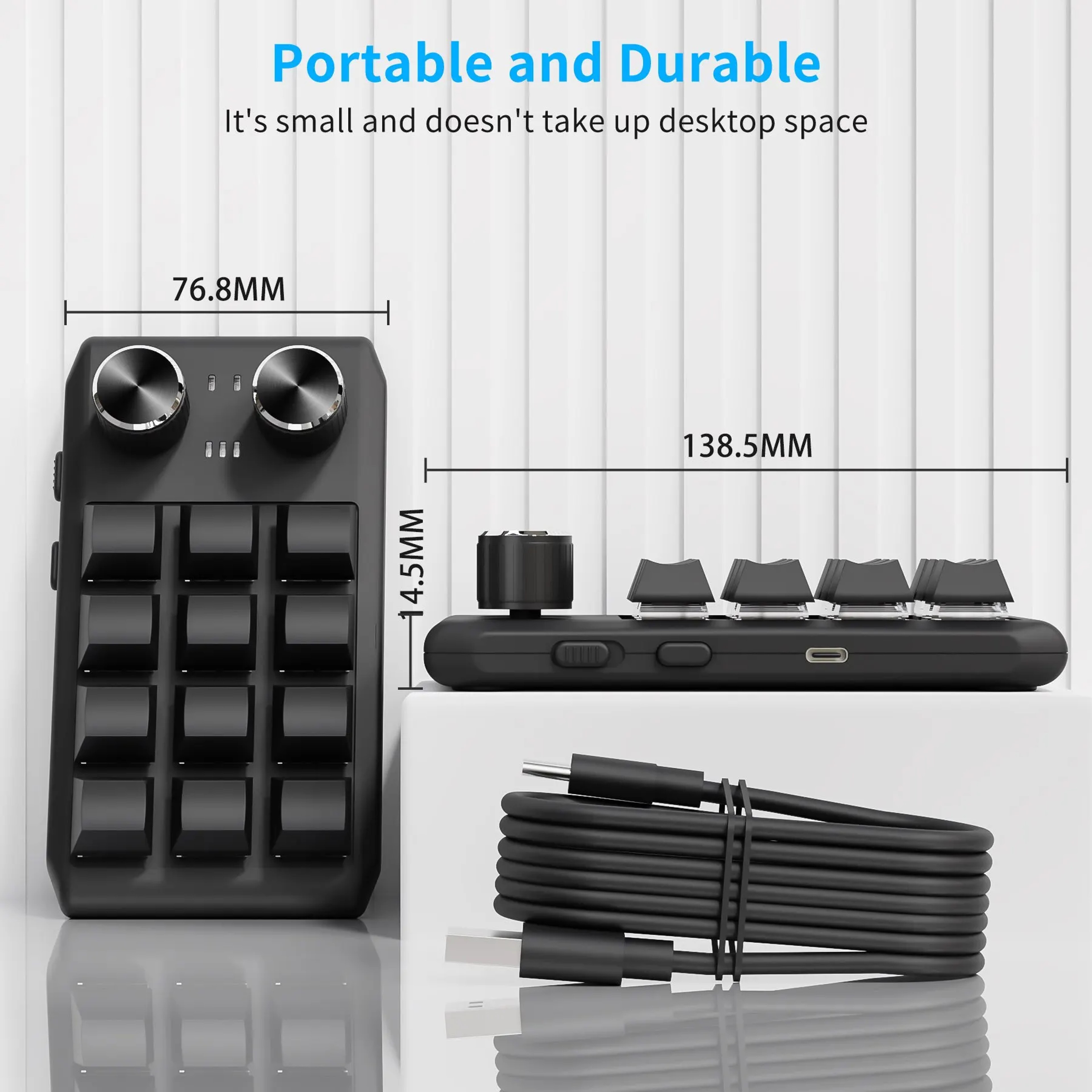Bluetooth Macro Pad With Dual Knobs RGB Programmable Keypad 6