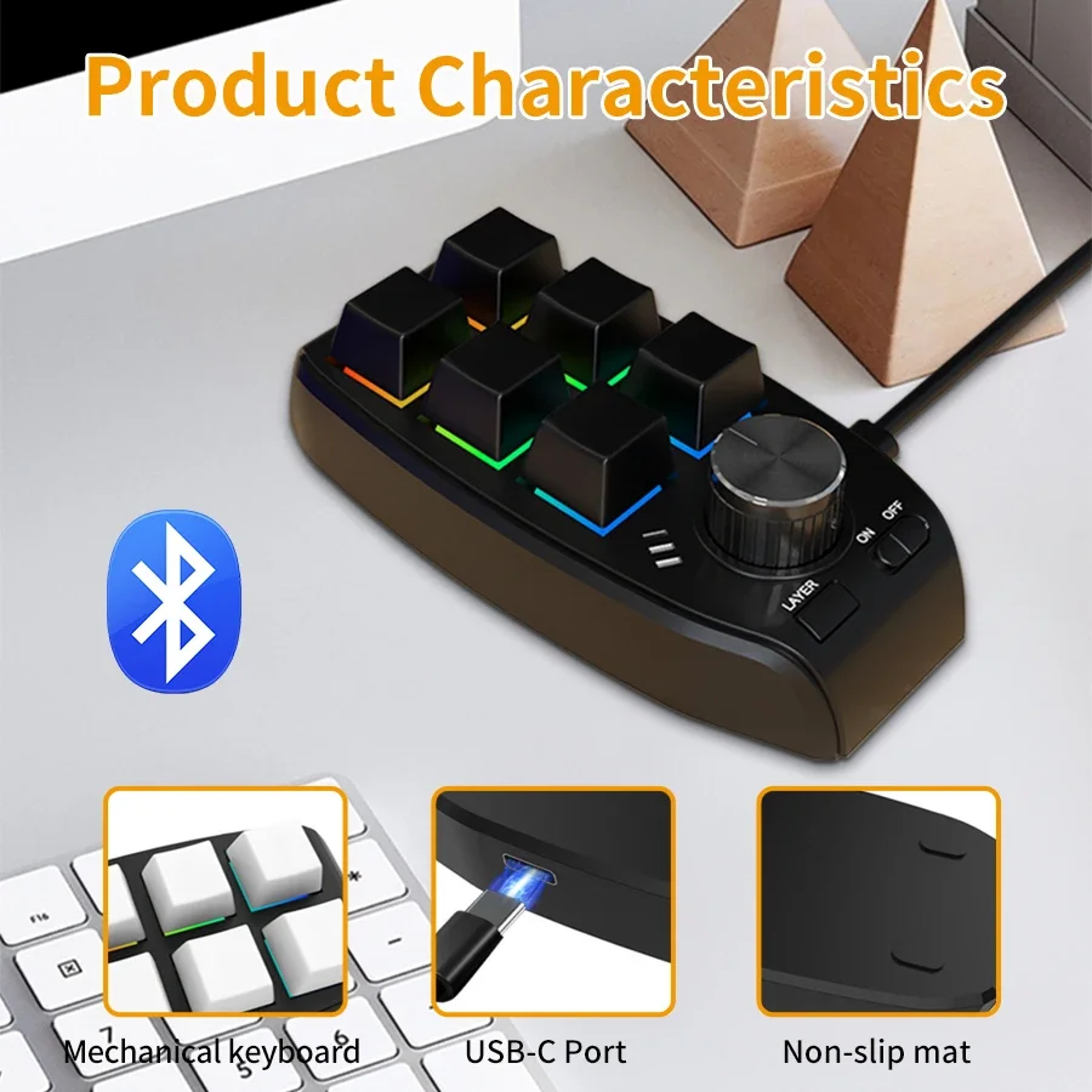 Bluetooth Programmable Macro Keyboard With RGB Knob Control For Editing Gaming  Productivity 1