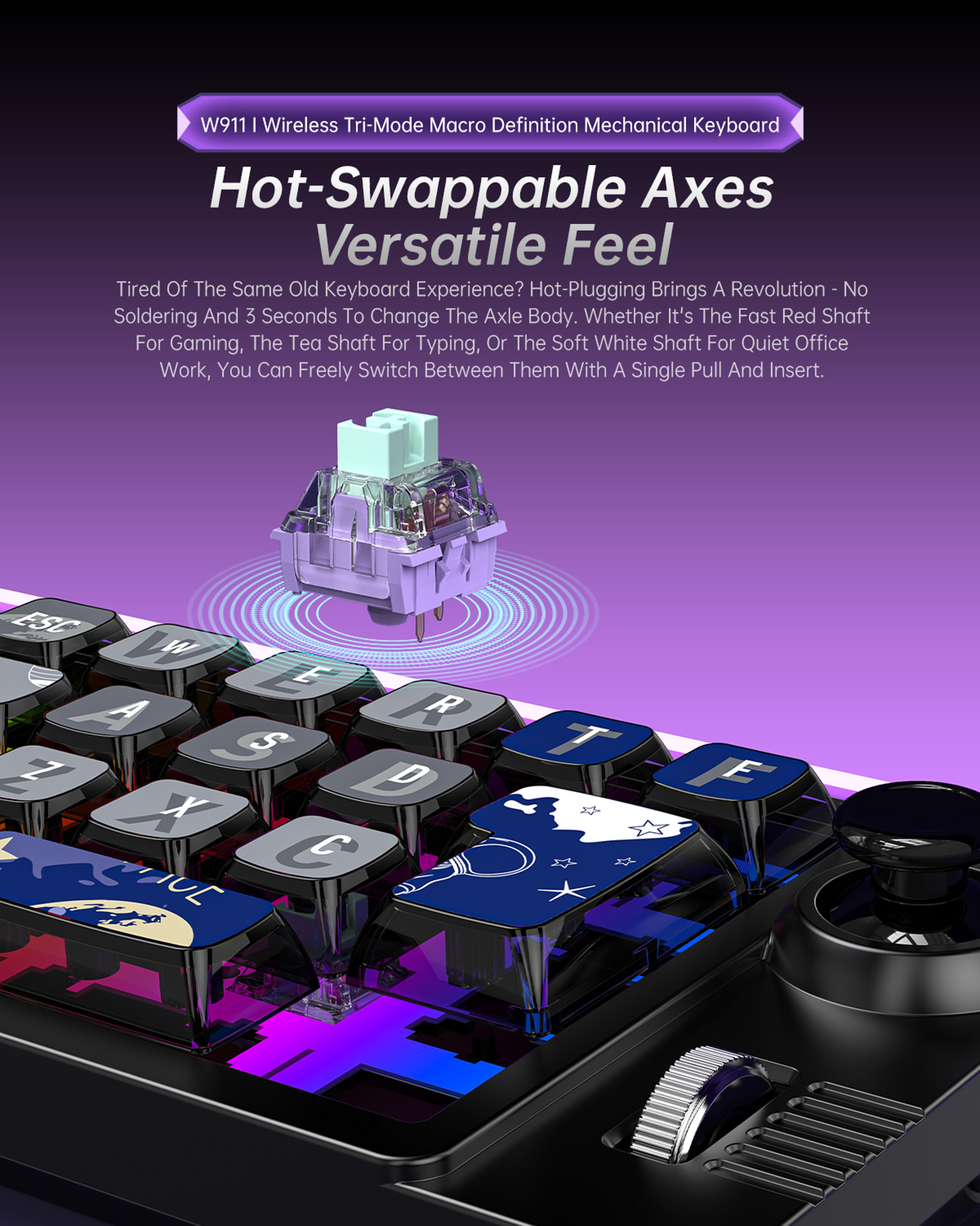 Three Mode Programmable Macro Keypad With RGB Backlit Mechanical Keys 3