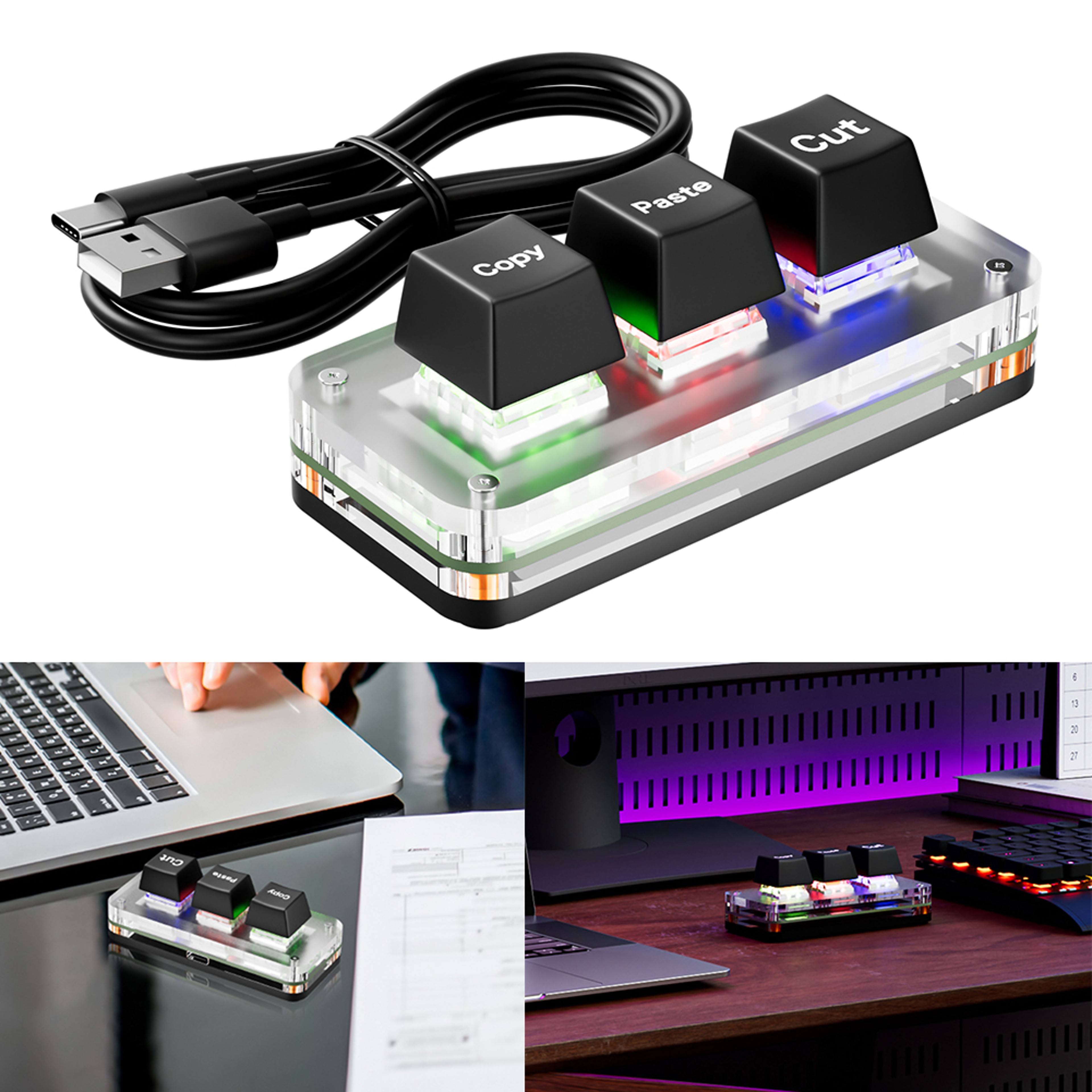 RGB Macro Keypad Programmable Mechanical Shortcut Keyboard For Gaming  Productivity 2