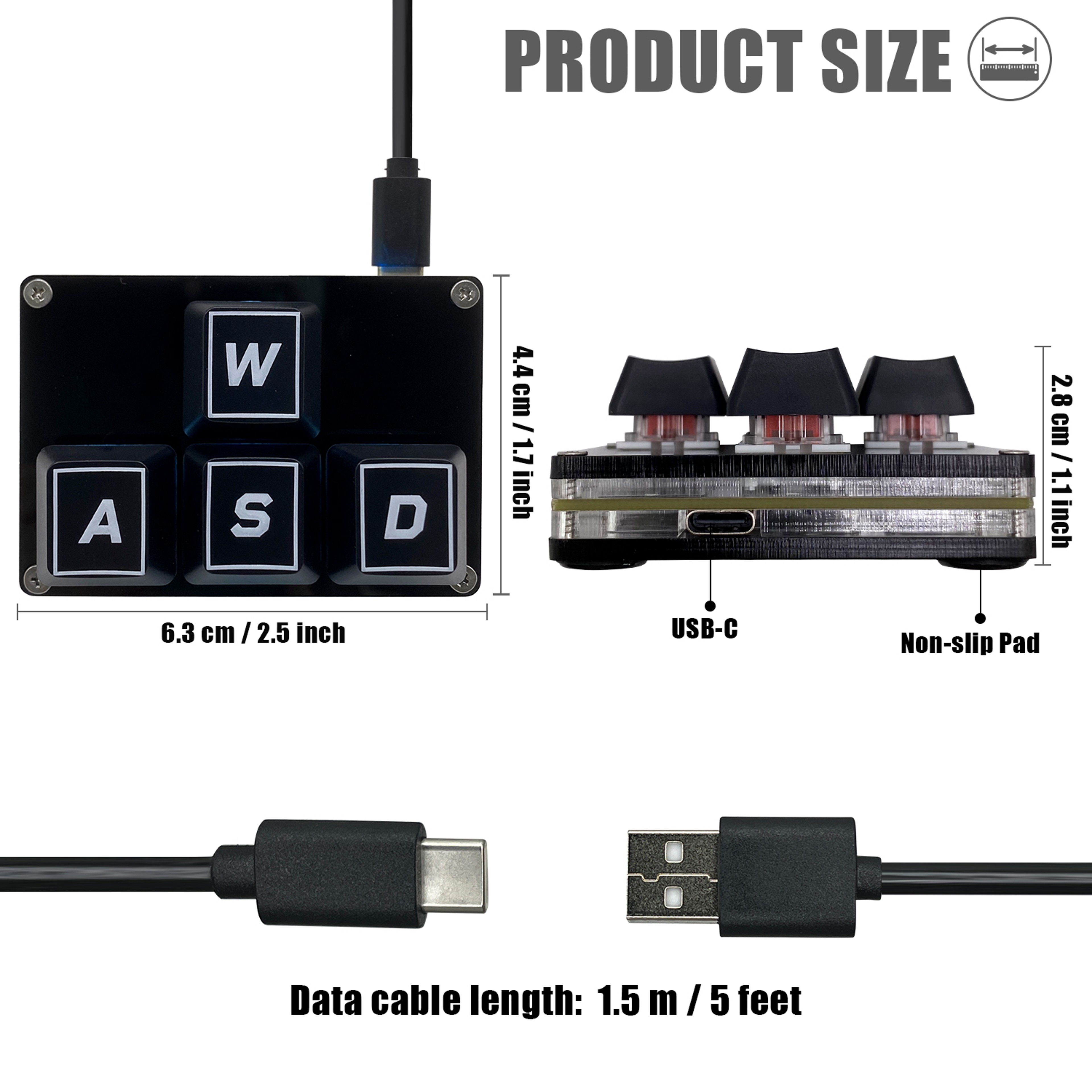 Programmable Macro Keyboard USB C Mechanical Shortcut Keypad For Gaming  Productivity 4