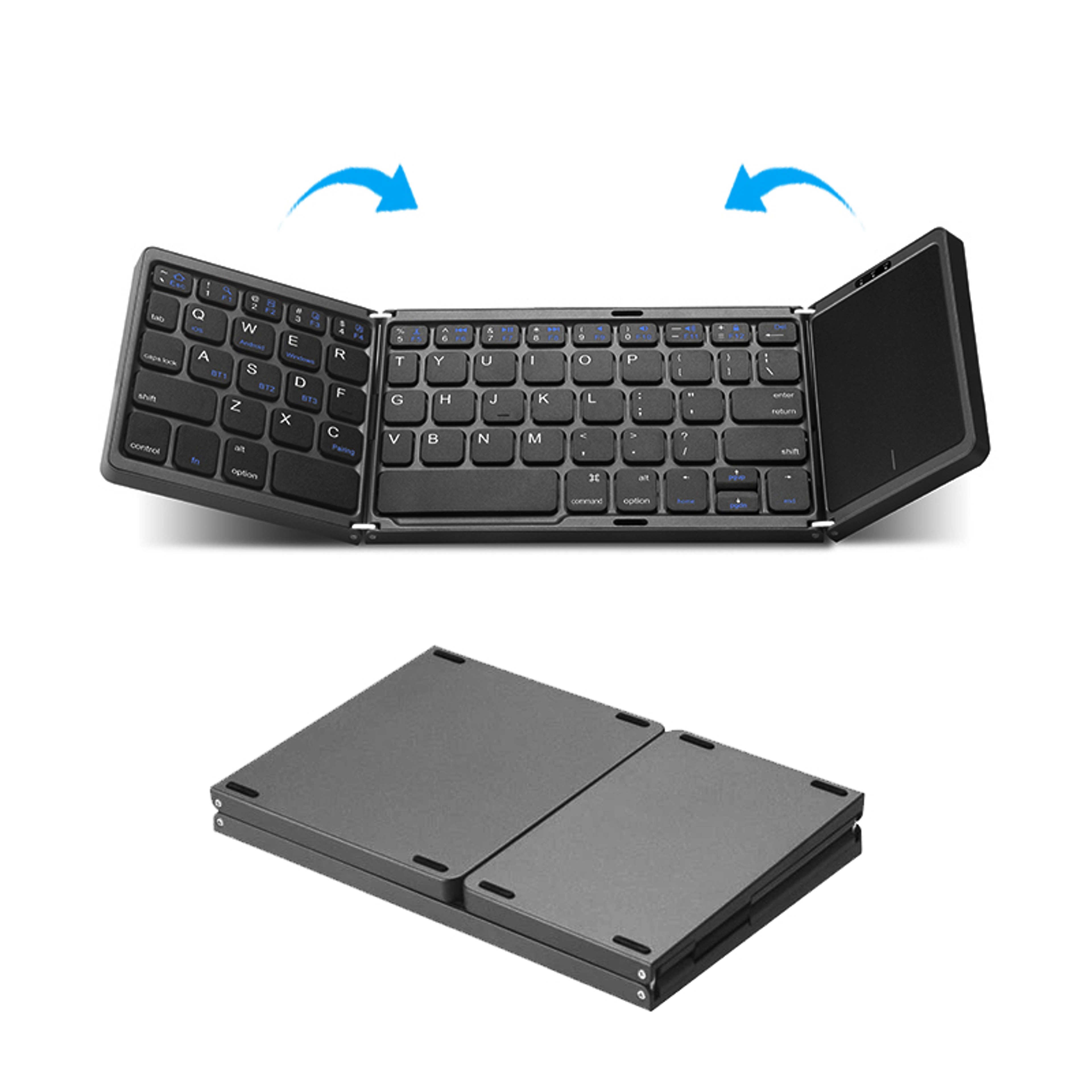 Foldable Bluetooth Keyboard With Touchpad For Tablets Phones  Laptops 3