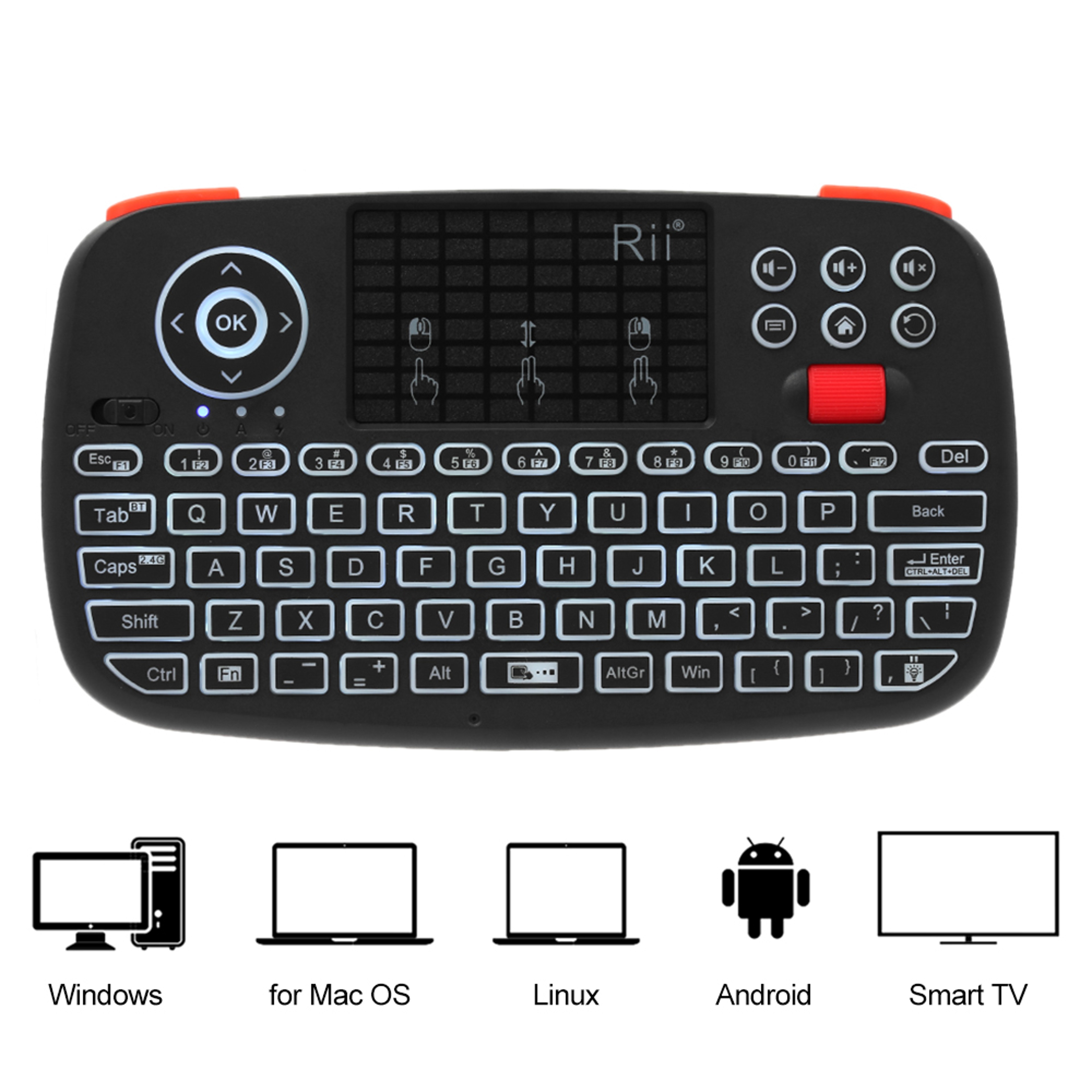 Mini Wireless Keyboard With Touchpad  Backlit Remote For Smart TV PC And Windows 4