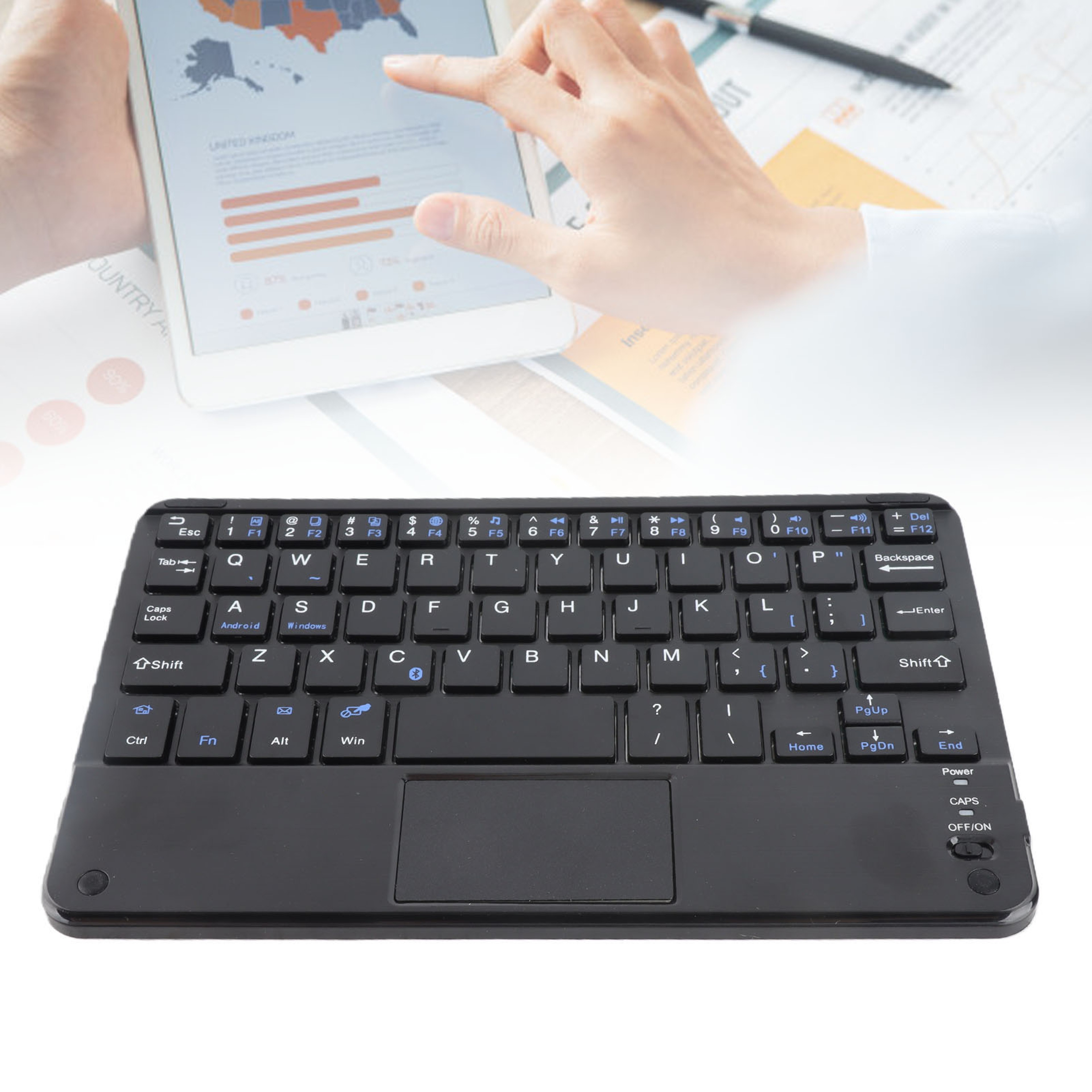 UltraSlim Bluetooth Keyboard With Touchpad  Type C Charging For Tablets Phones And Smart Devices 2