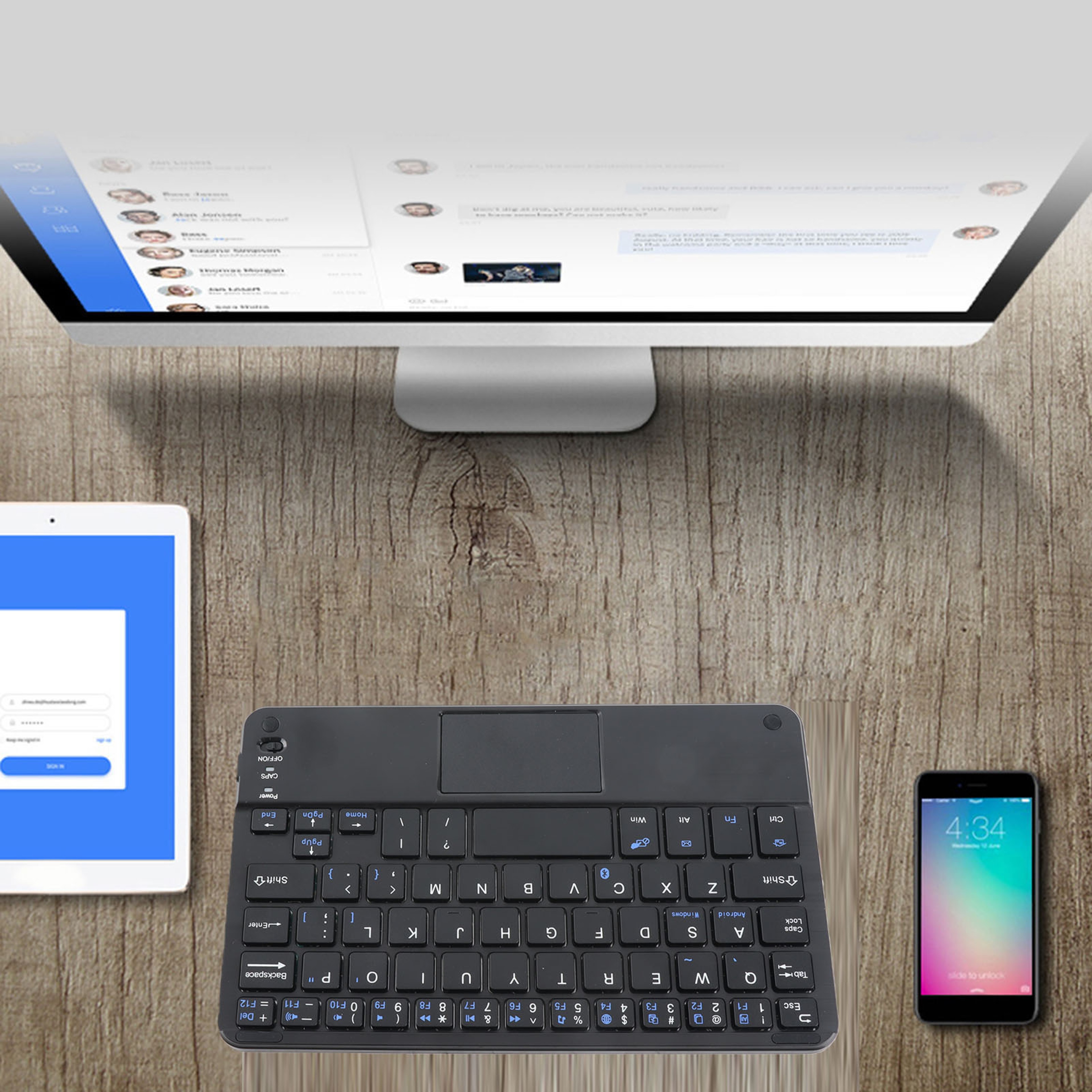 UltraSlim Bluetooth Keyboard With Touchpad  Type C Charging For Tablets Phones And Smart Devices 3