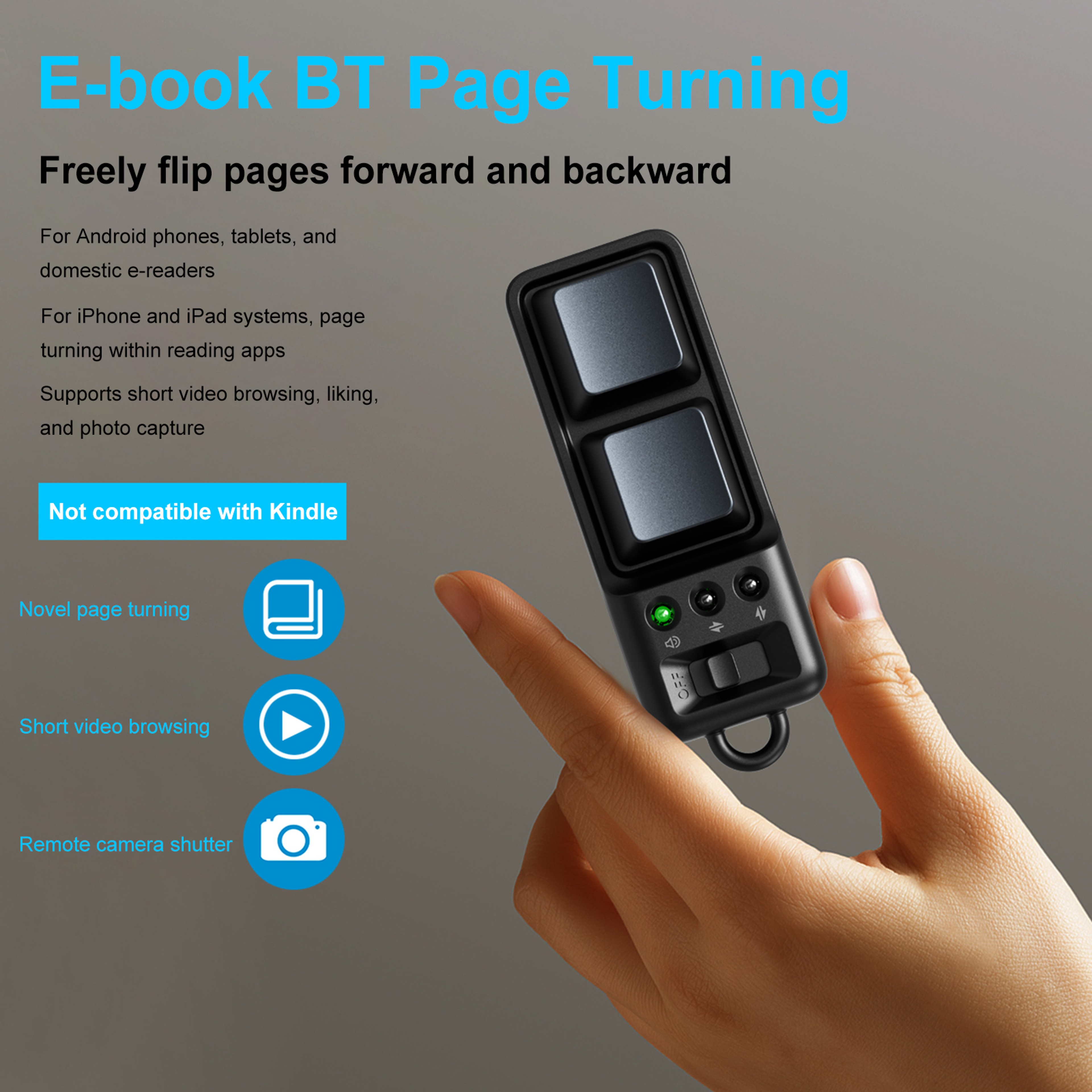 Hands Free Bluetooth Page Turner Ring For IPad Tablets  E Reading Apps 4