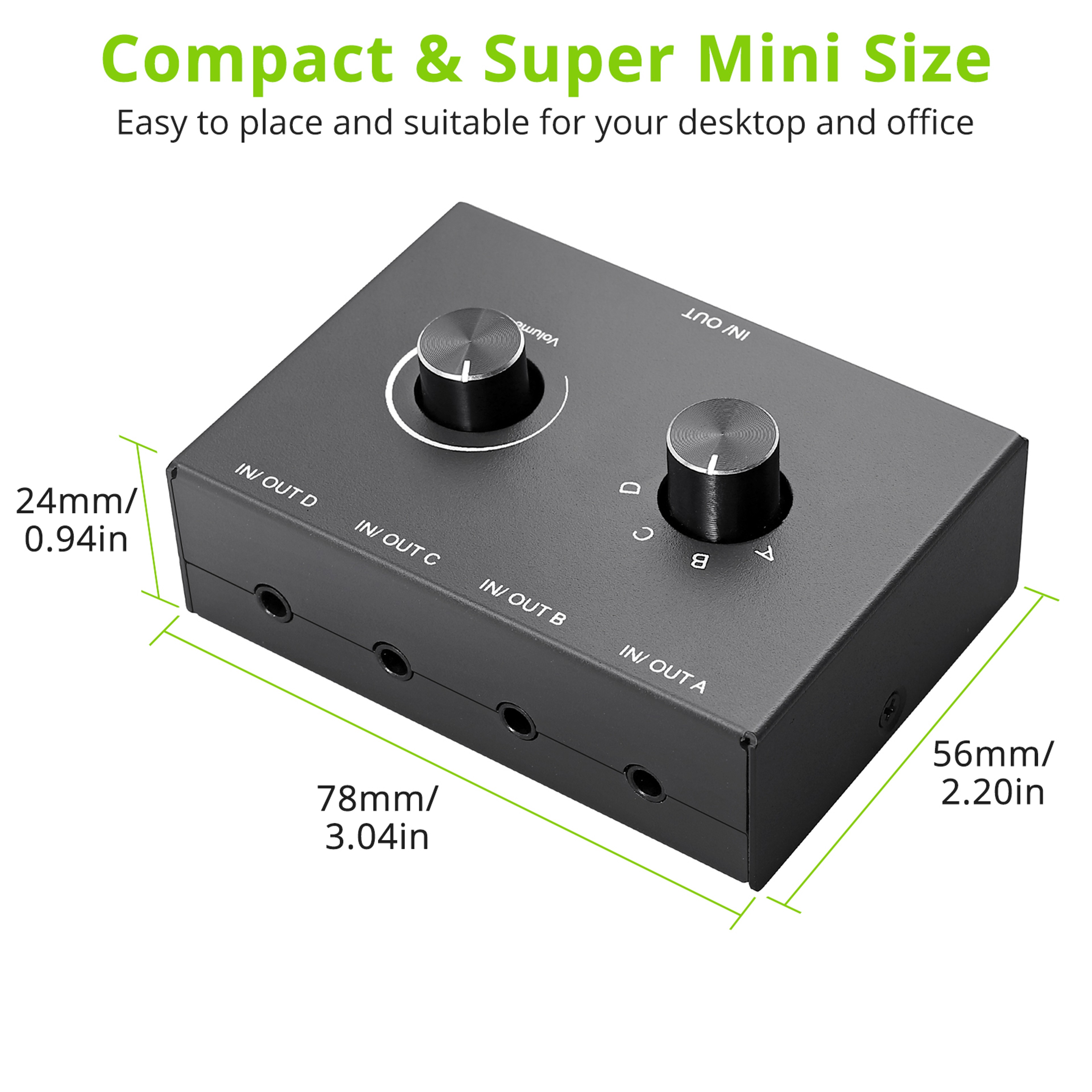 Audio Switcher  Stereo Audio Selector With Mute Button 4