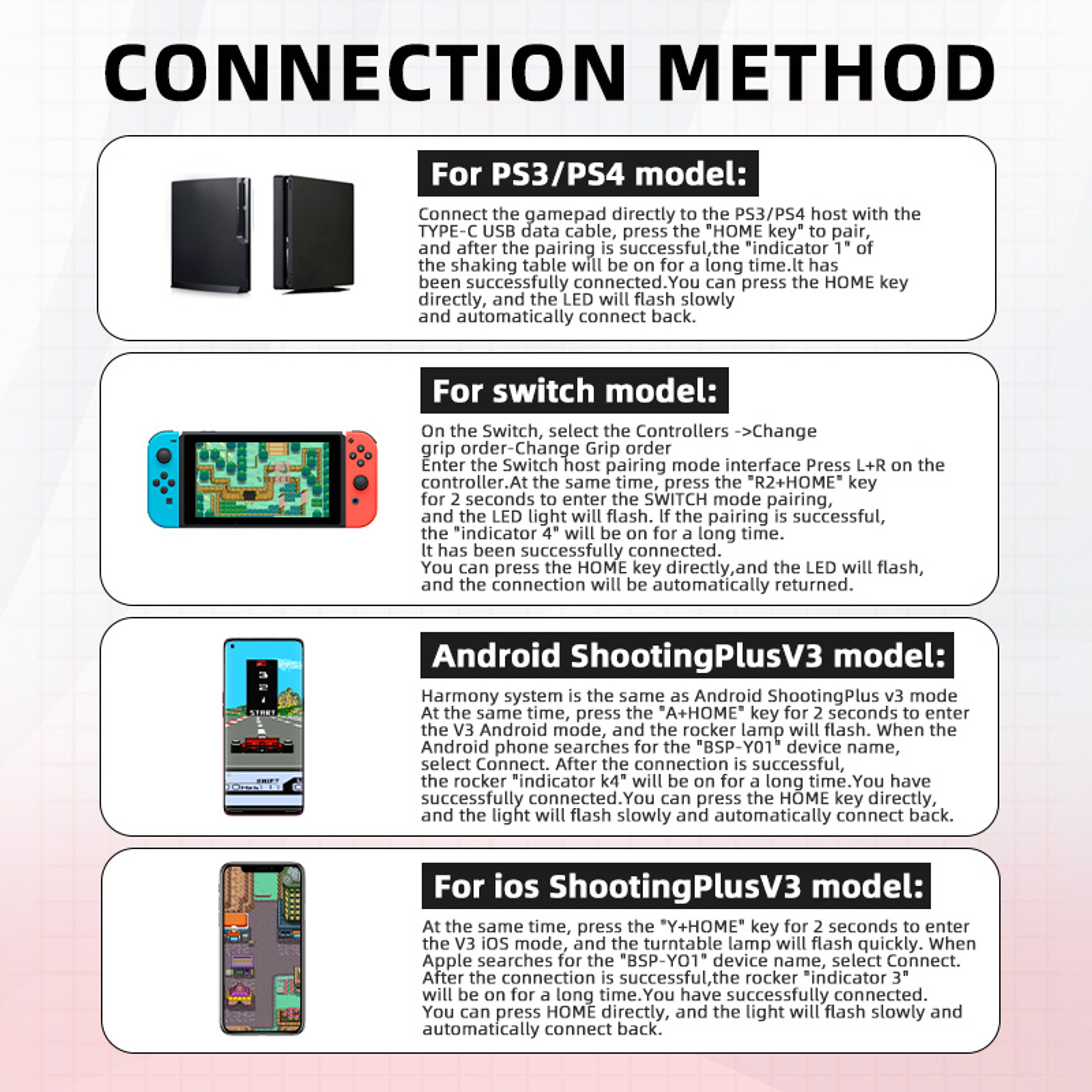 Pro Wireless Fighting Game Controller For PC Switch Android  IOS 9
