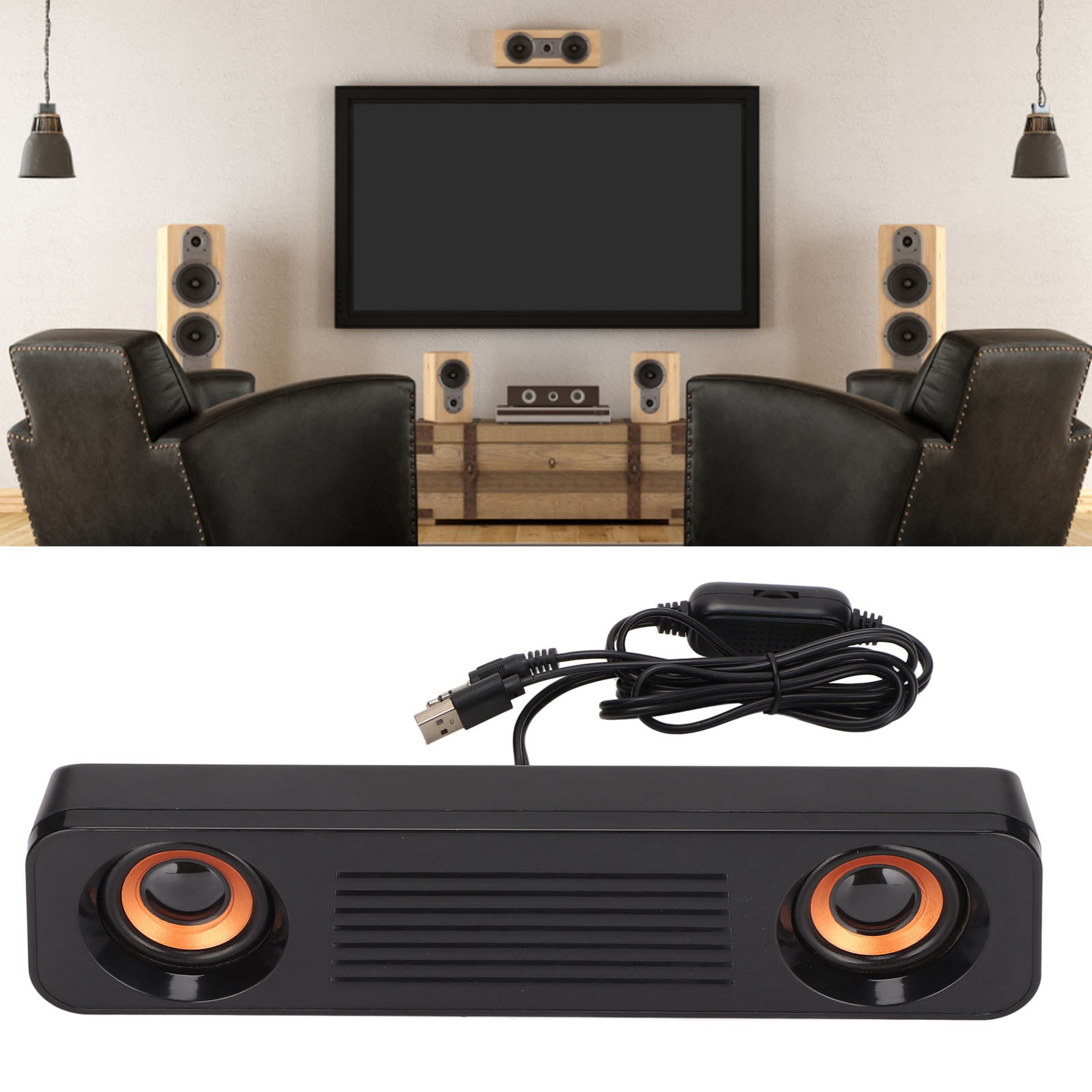 HiFi USB Desktop Speaker For PC TV  Laptop With Stereo Sound And Audio Jack 2