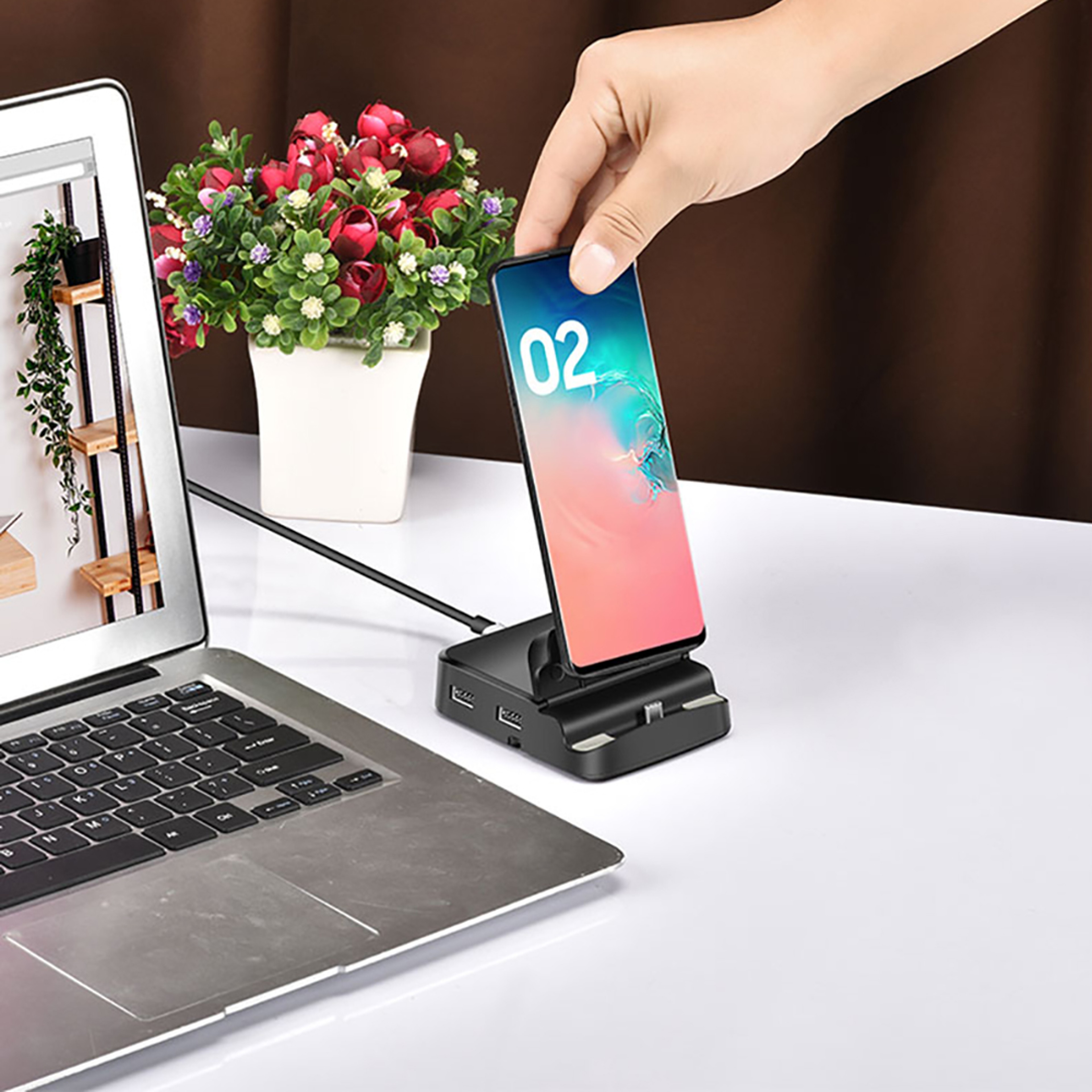 Flex View USB C Docking Station with Phone Stand HDMI Output & Fast Charging Hub – view 6
