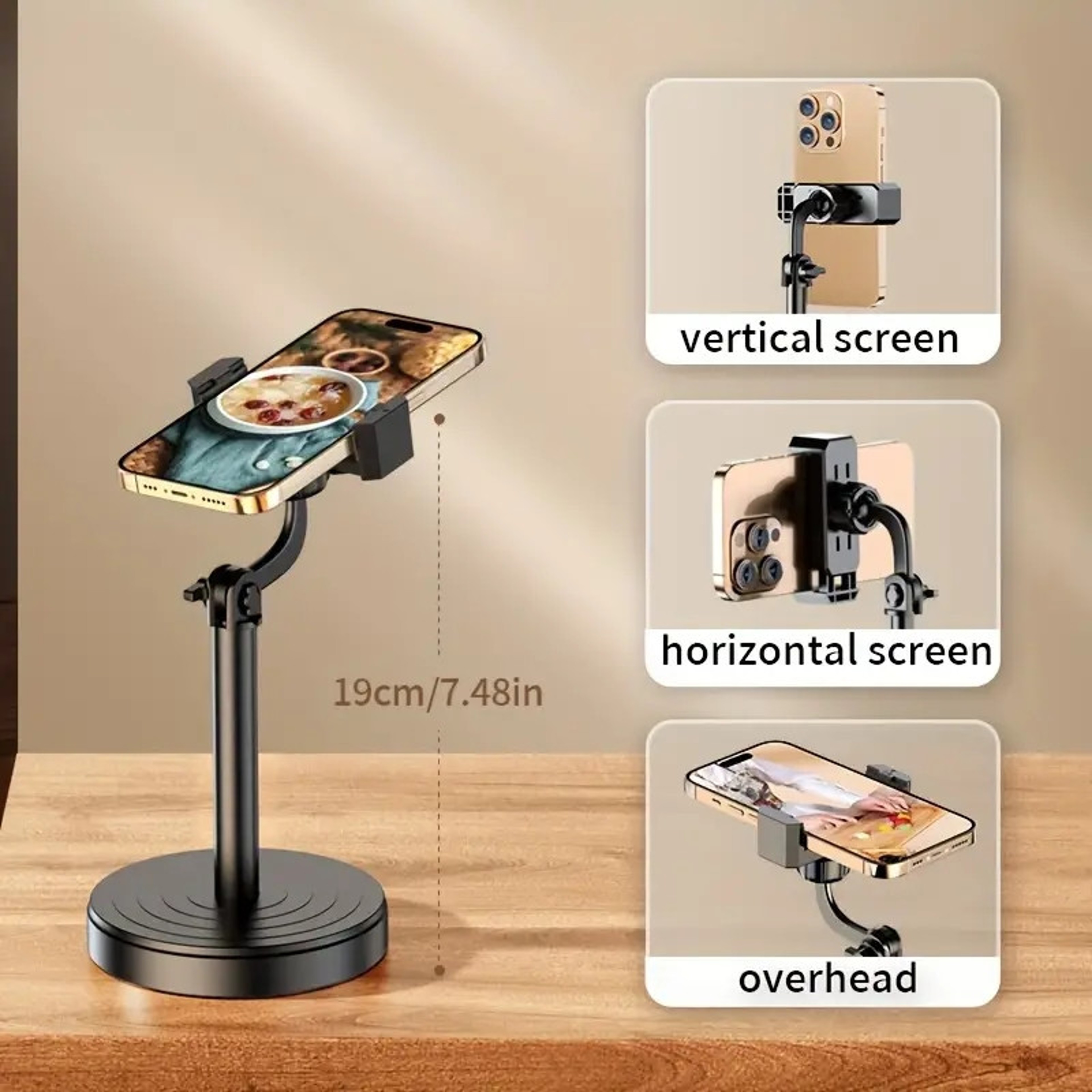 Adjustable Live Stream Phone Stand With Telescopic Height And Portable Tripod Holder 1