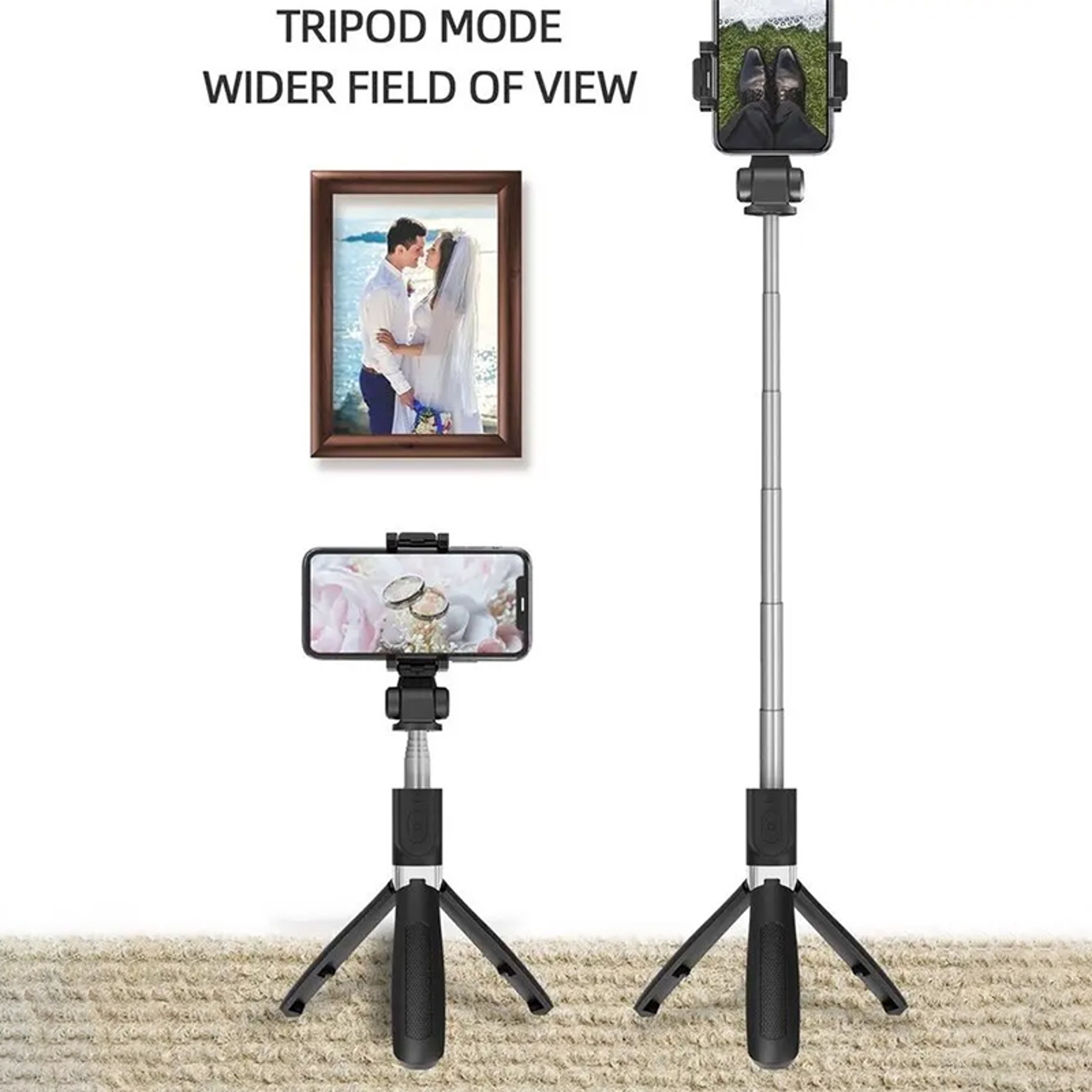 Bluetooth Selfie Stick Tripod For Travel Vlogging  Hands Free Photos 1
