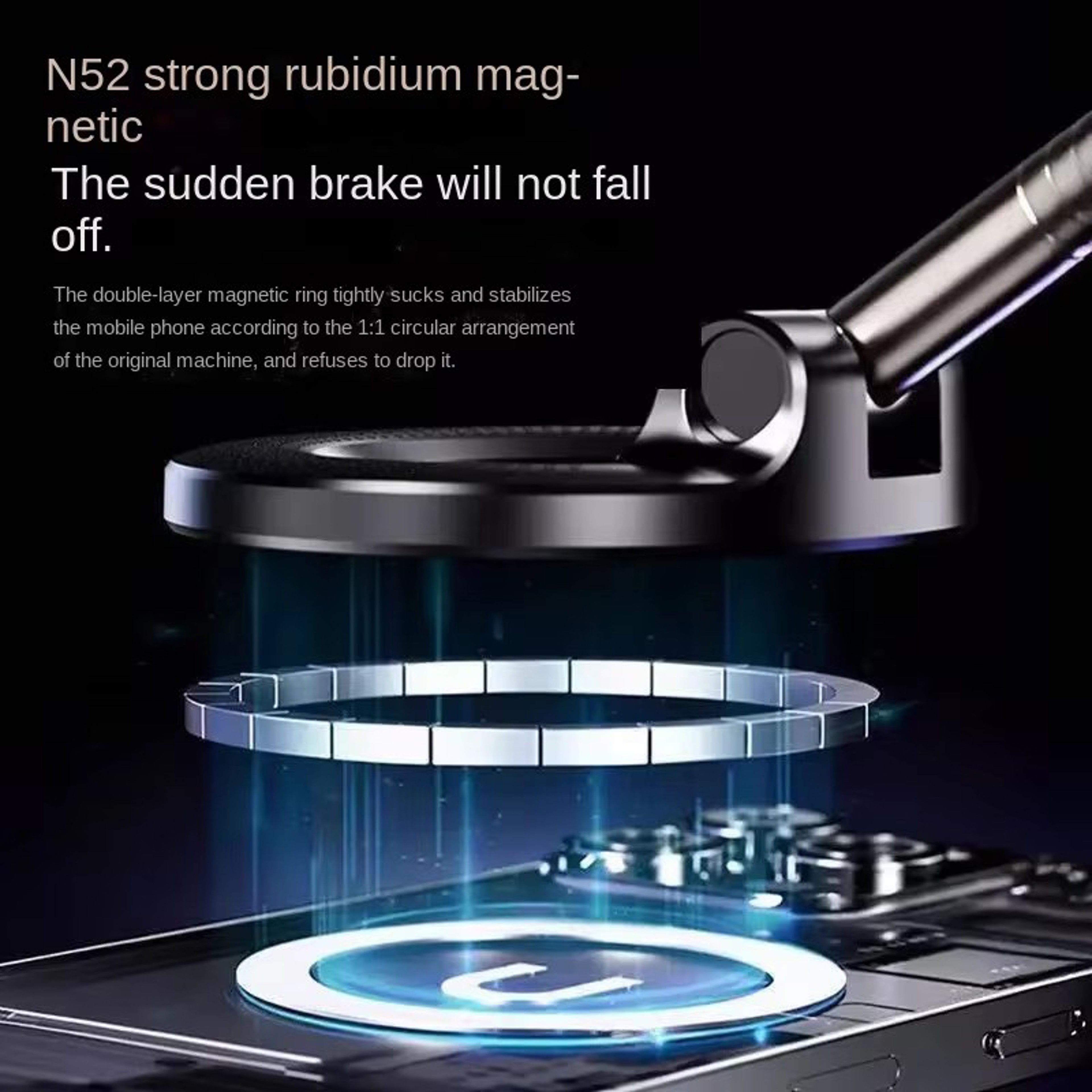 Magnetic Car Phone Mount Rotating Foldable Dashboard Holder 2