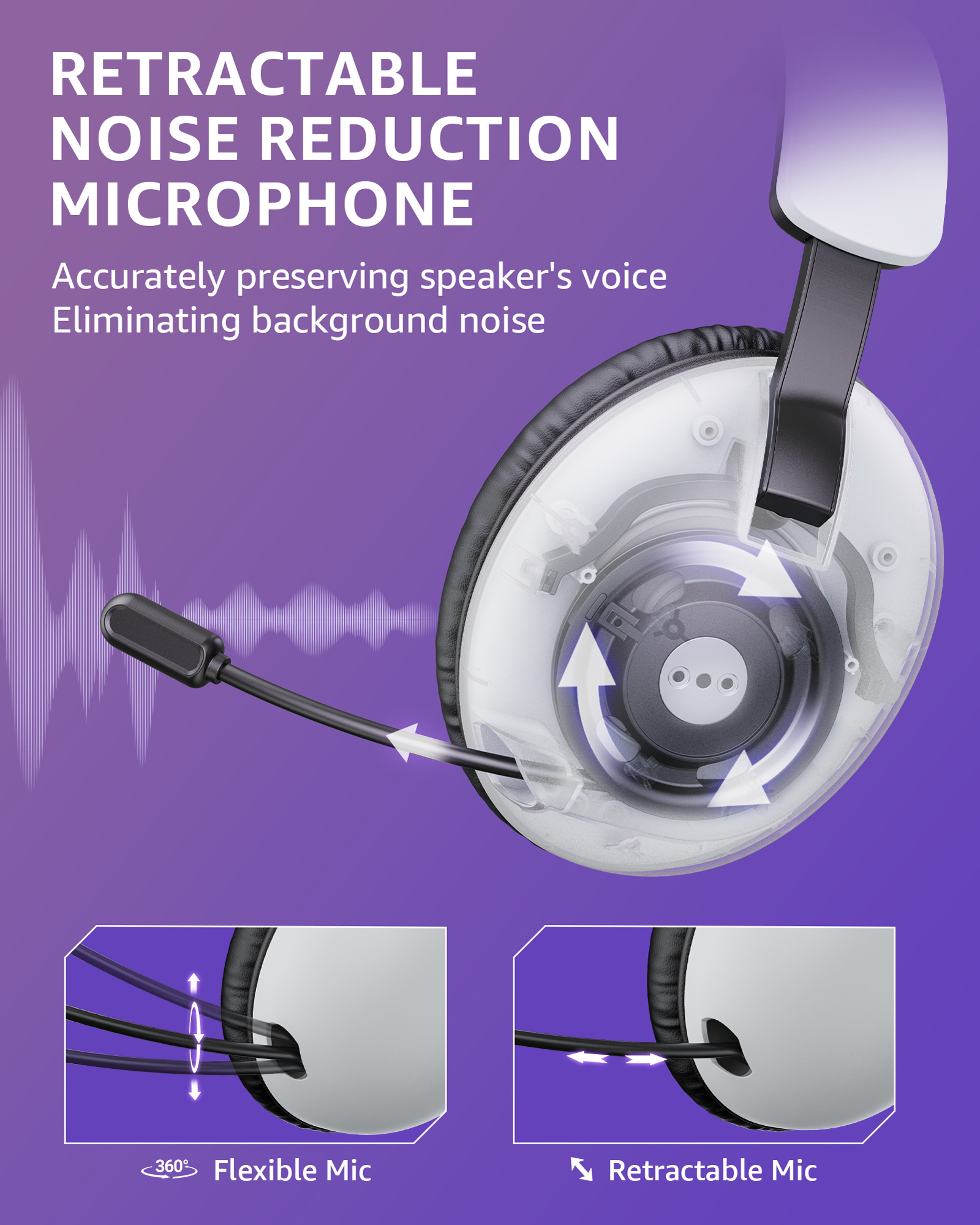 Wireless Gaming Headset With Mic For PS5 PC  Bluetooth Devices 6