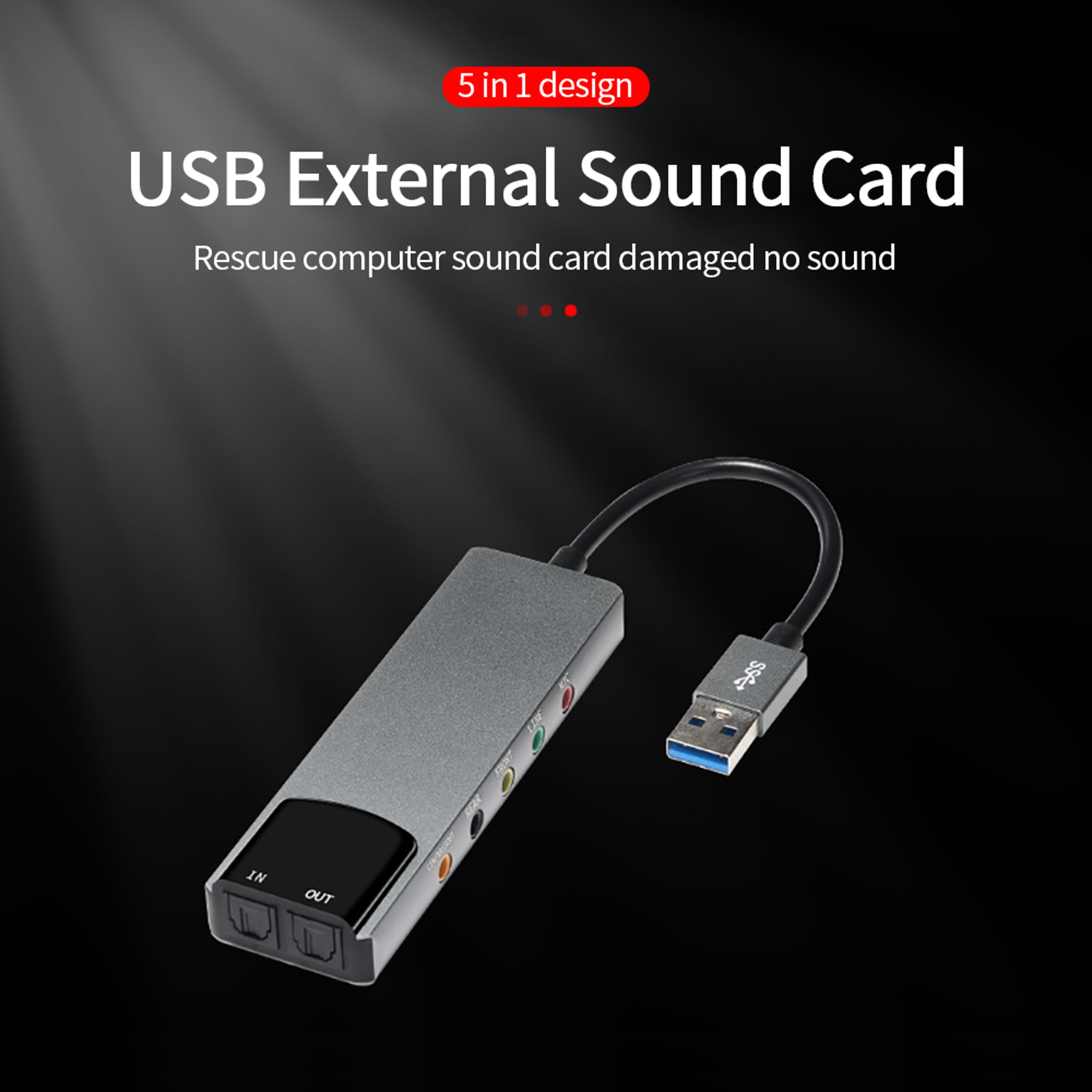 USB External Sound Card Audio Adapter With Optical Output For PC Laptop  Gaming 1