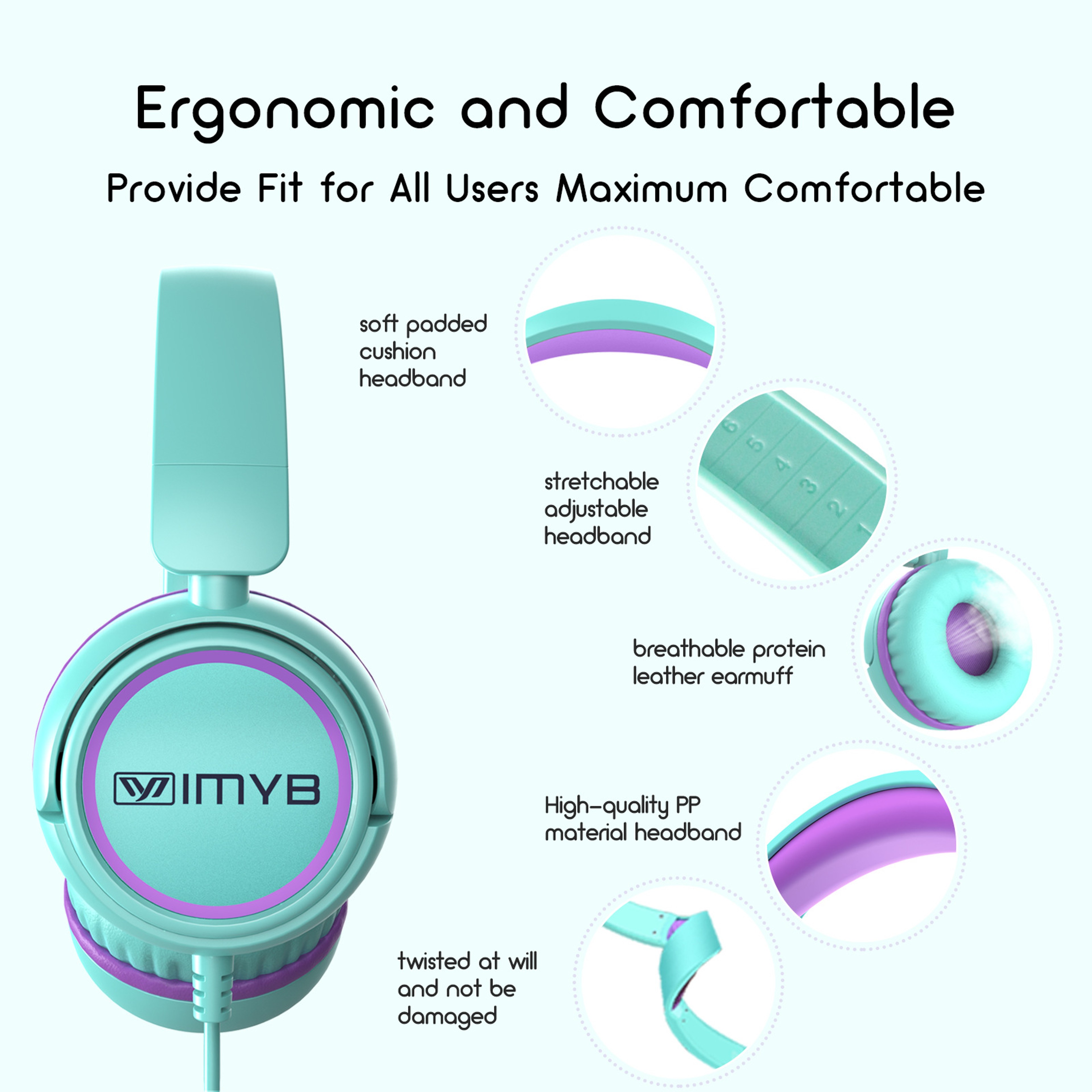 Kids Foldable Wired Headphones For School Learning  Everyday Listening 2