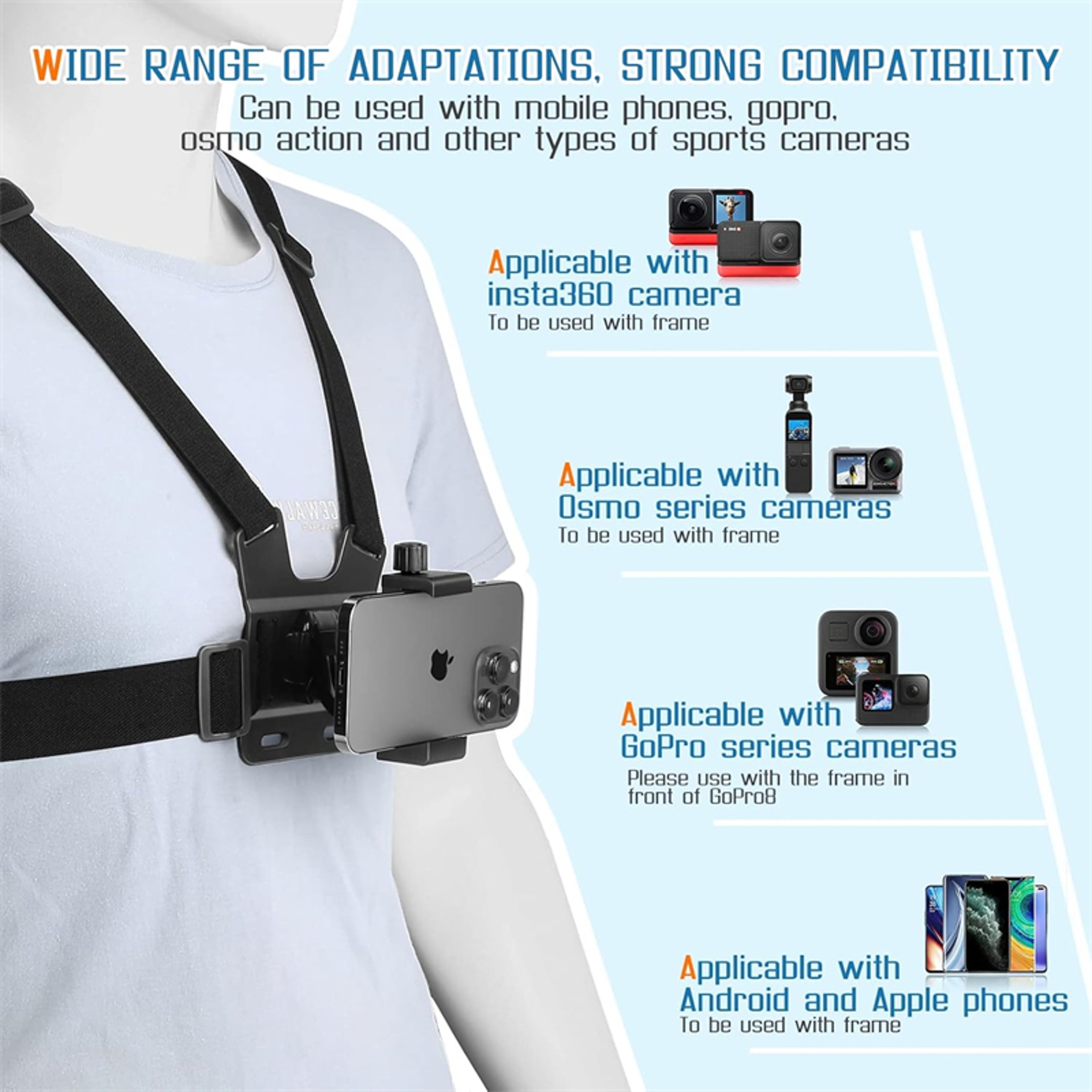 Phone Chest Mount  Head Strap Kit For Smartphones GoPro  POV Vlogging 3