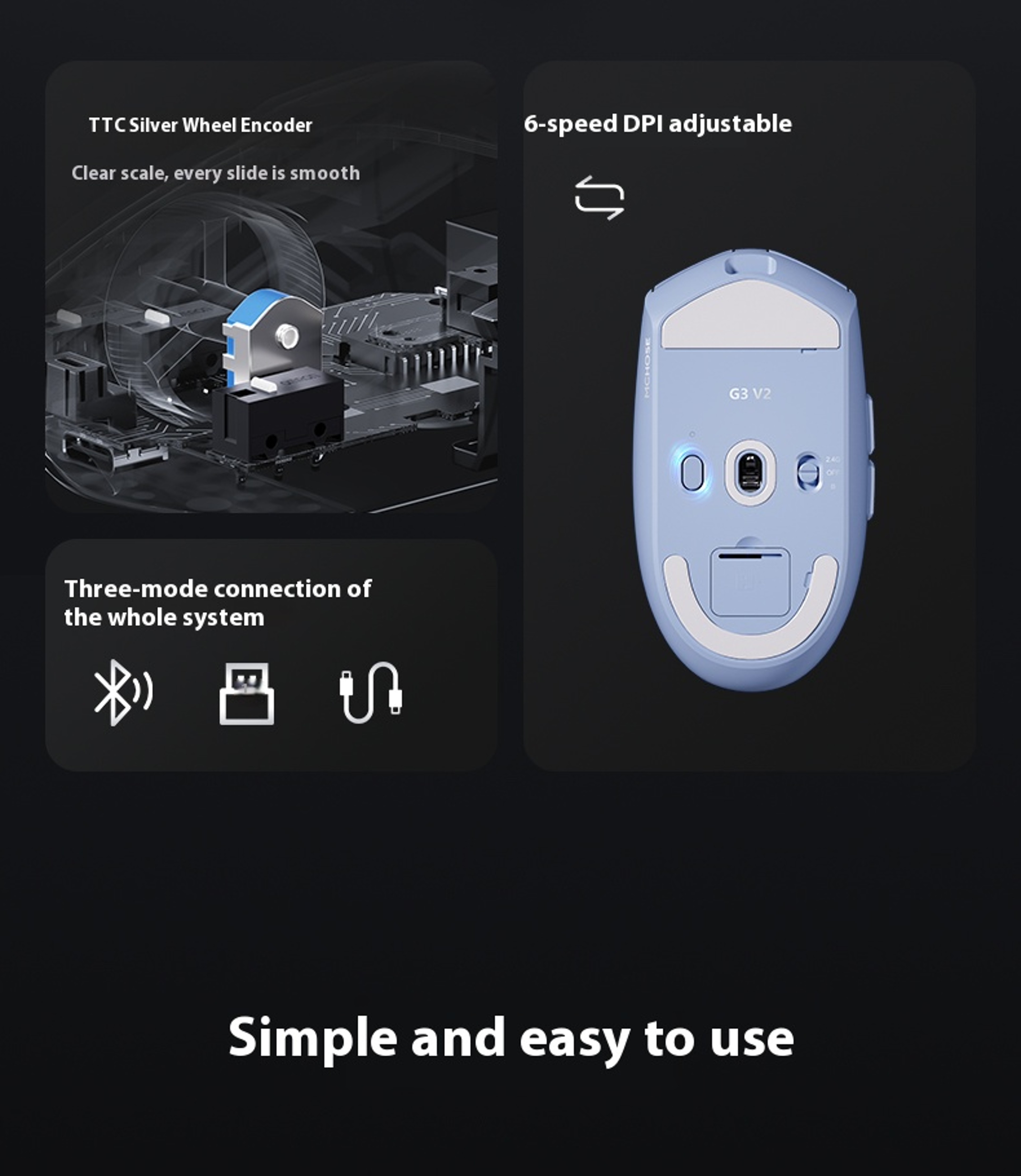 Tri Mode Wireless Gaming Mouse With Bluetooth  Wired Connectivity For PC Laptop  Office 5