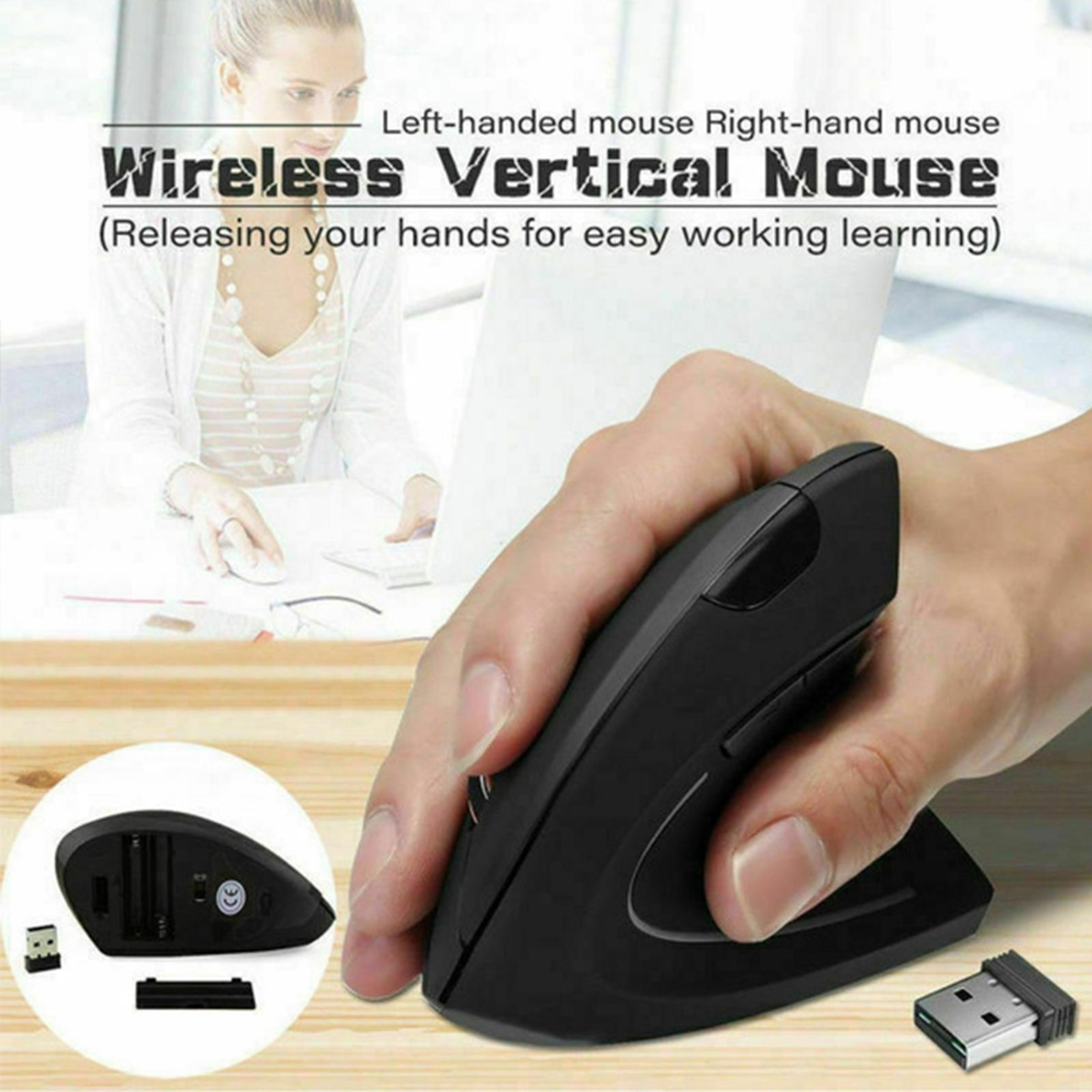 Vertical Ergonomic Wireless Mouse With Silent Clicks Optical Right Hand Mouse 1