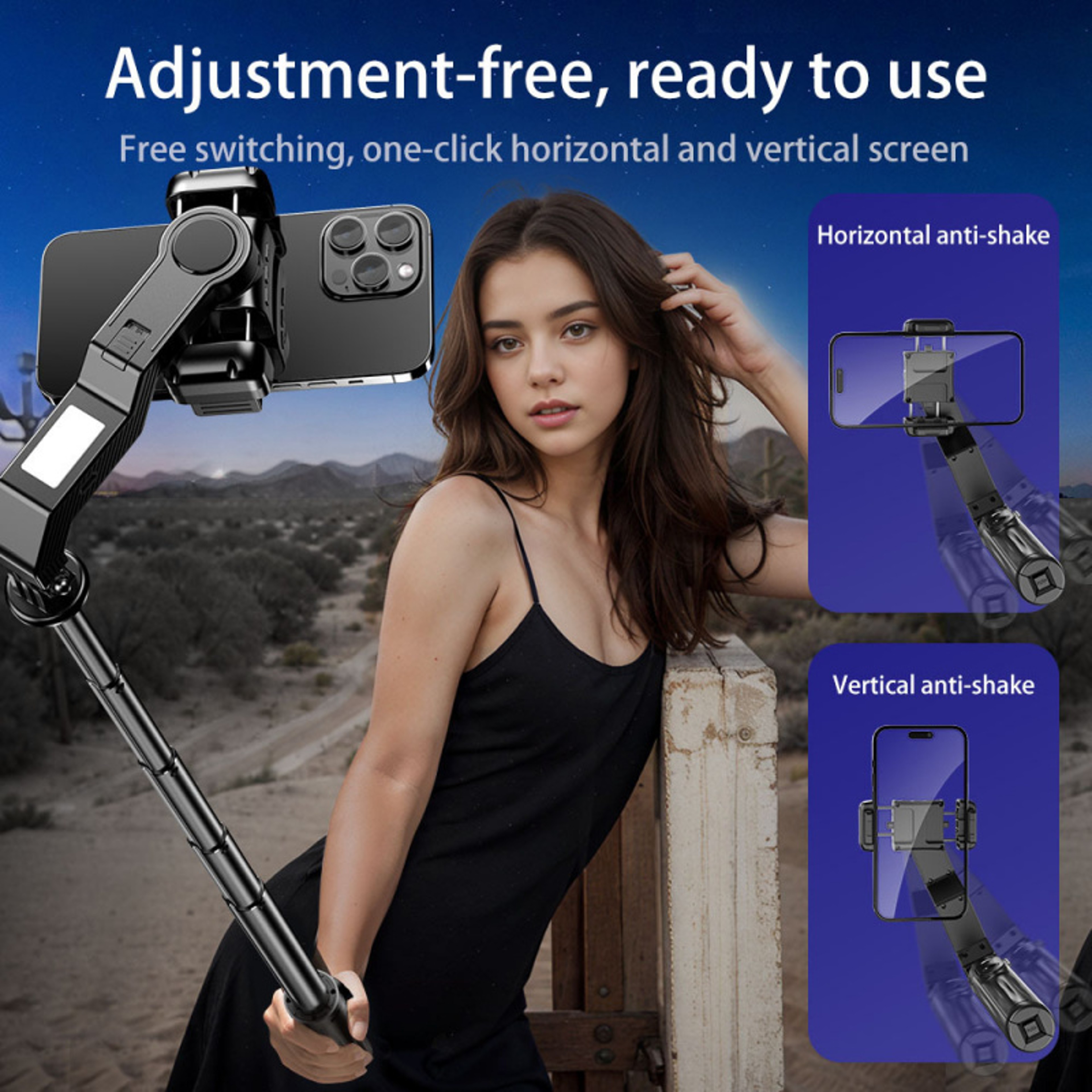 Selfie Stick Tripod With LED Fill Light Bluetooth Remote Phone Gimbal Stabilizer 3