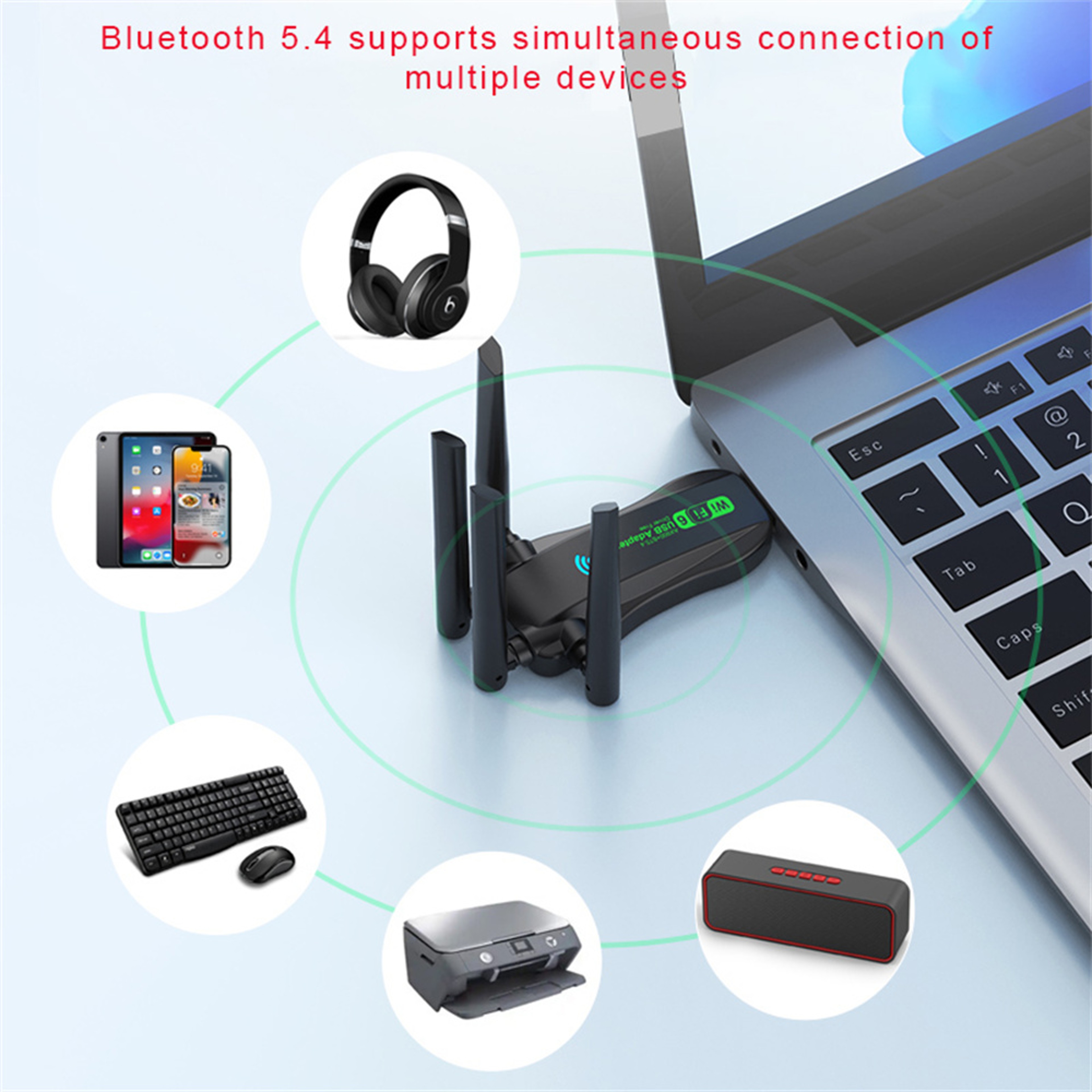 WiFi USB Adapter With Bluetooth Dual Band Wireless Network Dongle For PC  Laptop 5