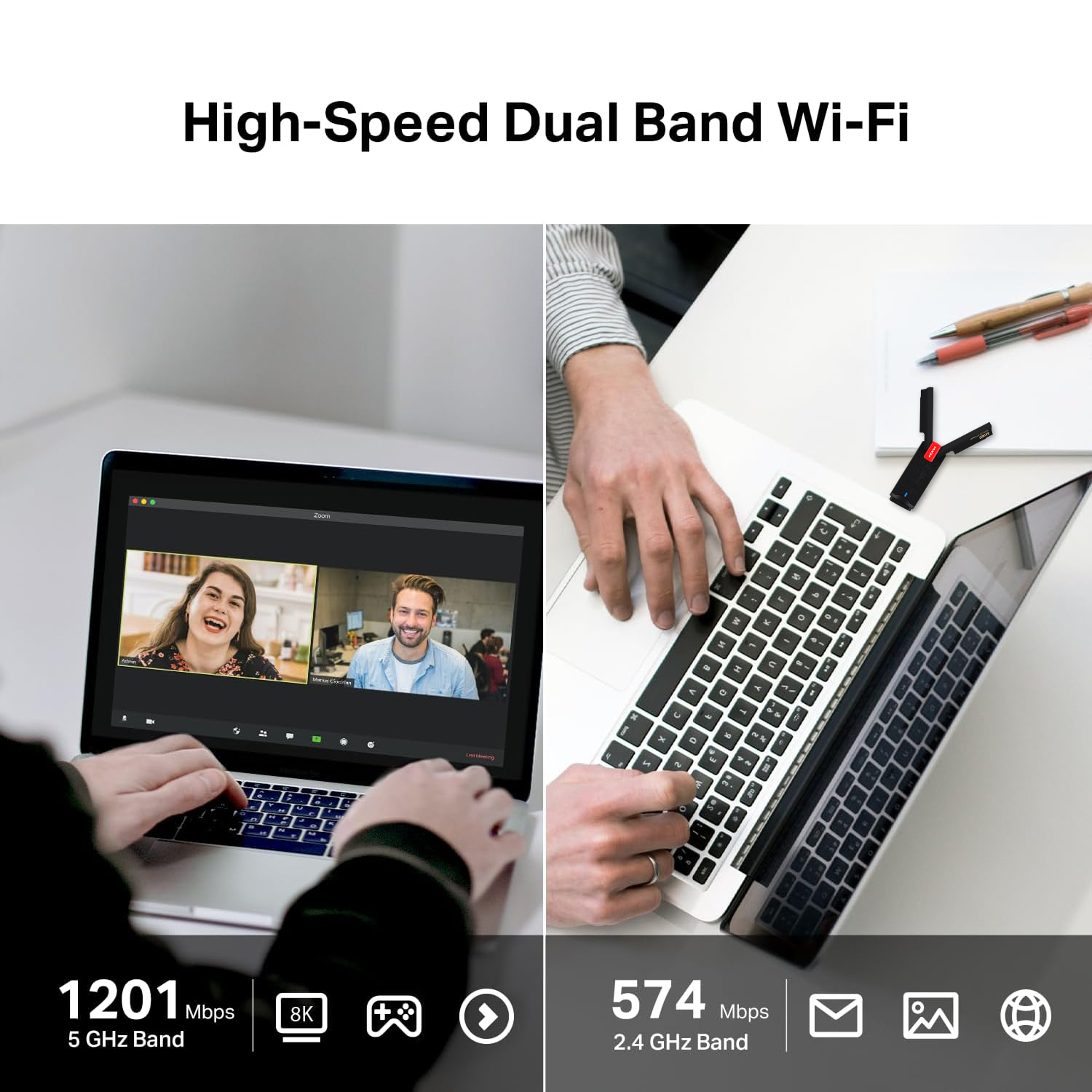 WiFi USB Adapter USB Dual Band Wireless Network Dongle For Windows 4