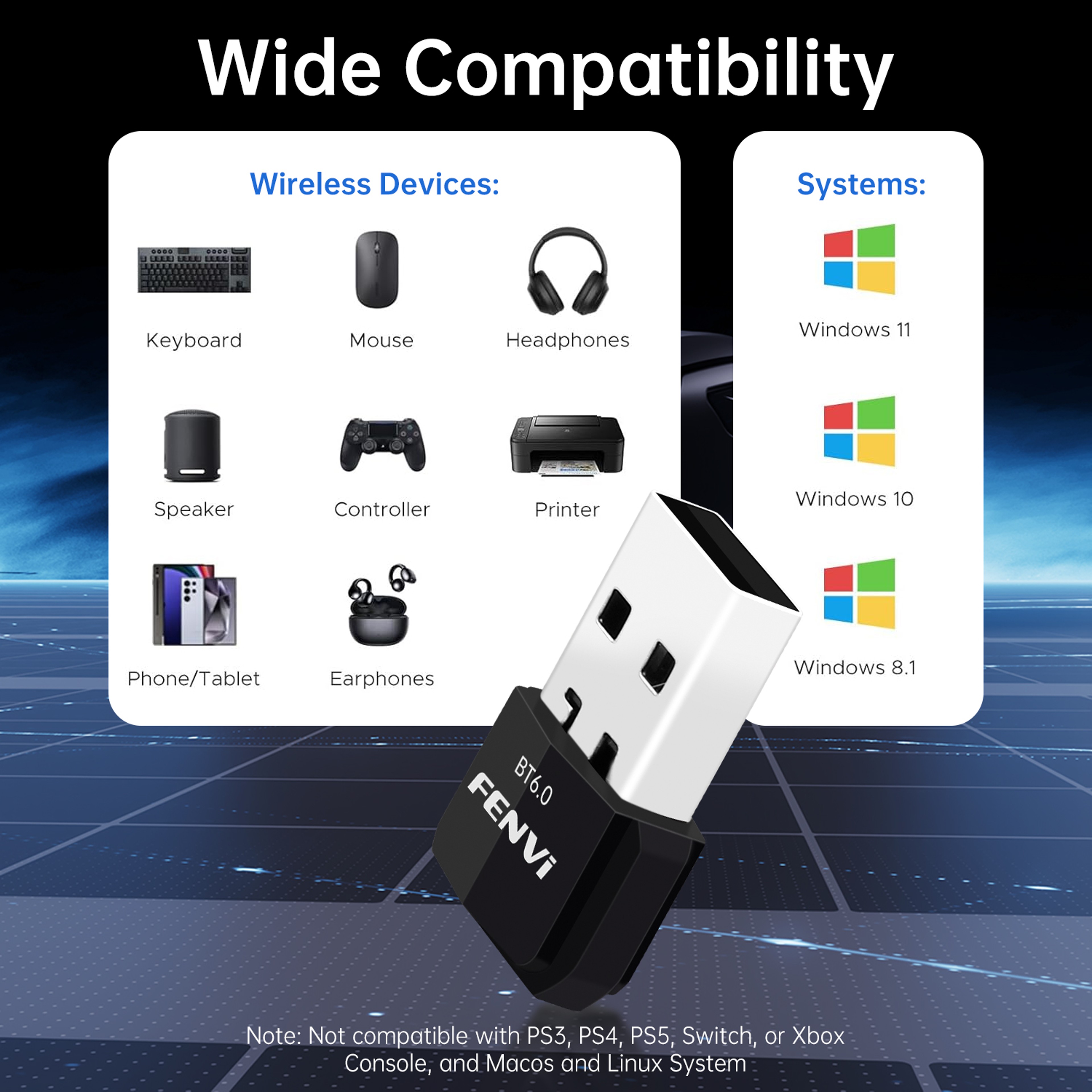 Bluetooth USB Adapter For PC Wireless Audio Keyboard  Mouse Receiver For Windows 2