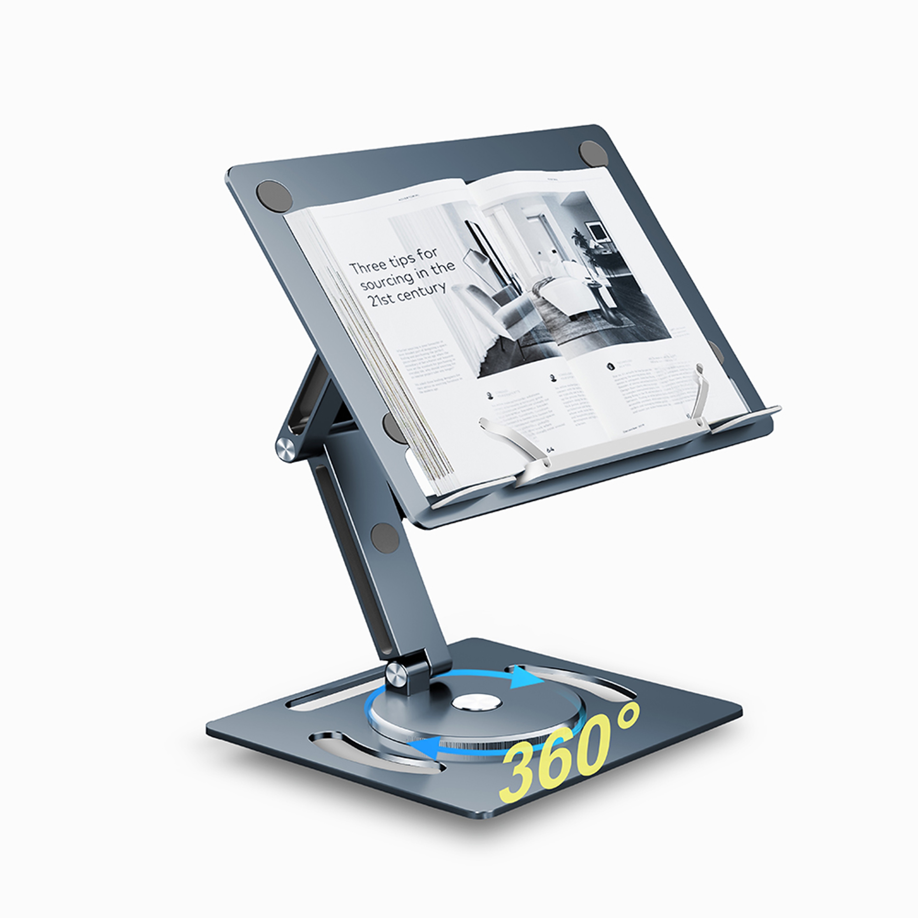 Adjustable Aluminum Laptop Stand With 360 Rotating Base For Desk  Tablet 0