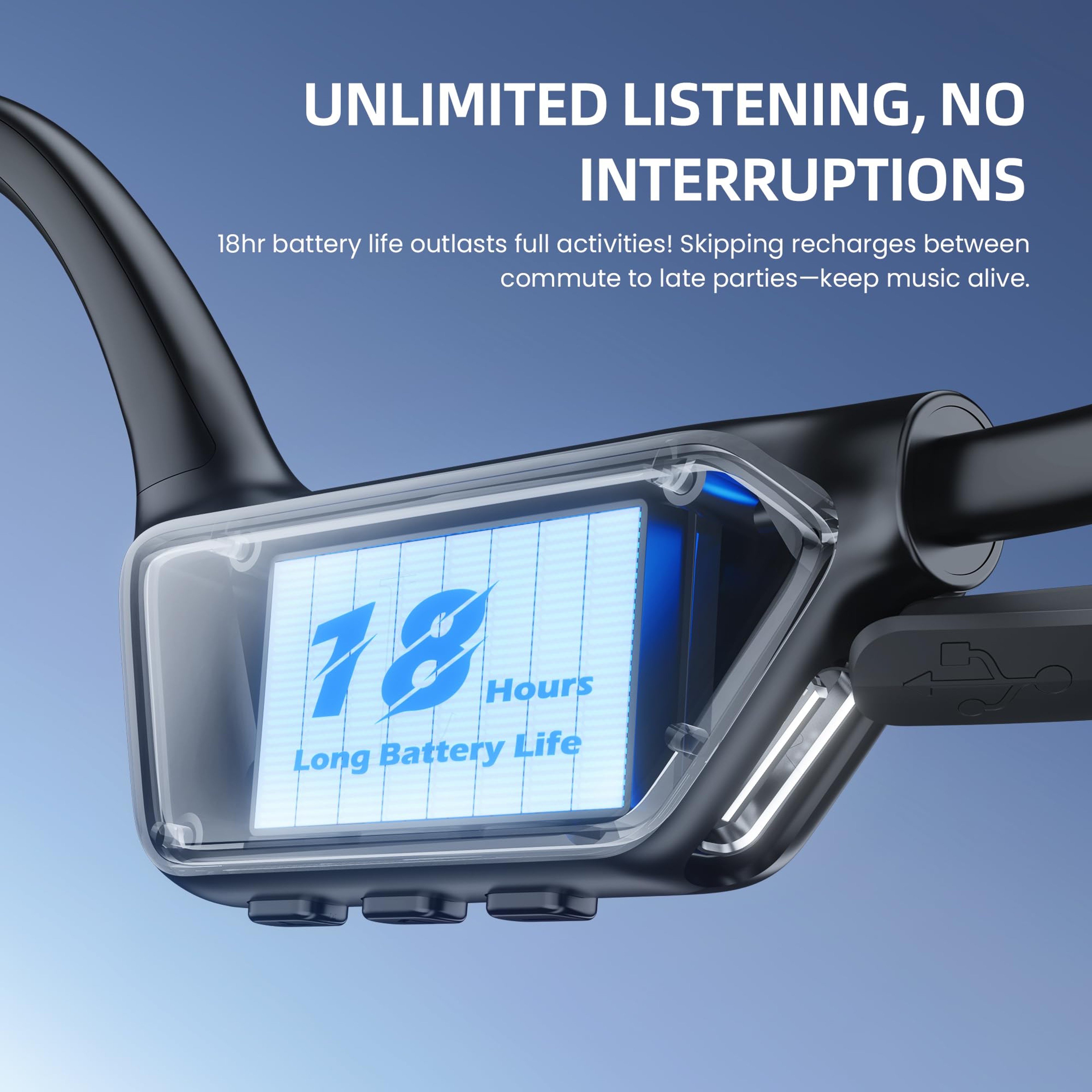 HiFi Walker Bone Conduction Headphones Open Ear Bluetooth Sports Earbuds With Long Battery Life 5