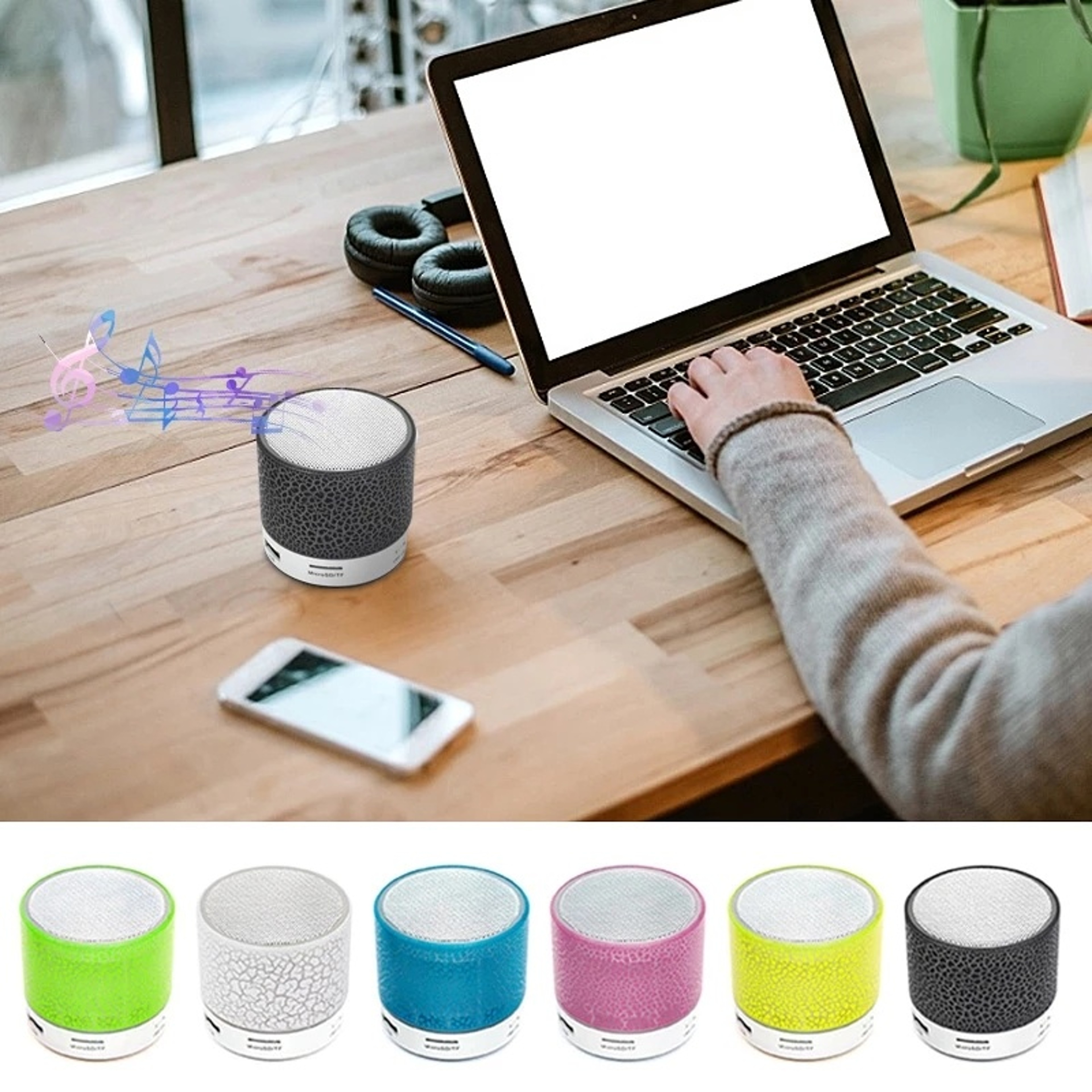 Crystal Glow Bluetooth Speaker With LED Lights TF Card  USB Portable Mini Wireless Speaker 2