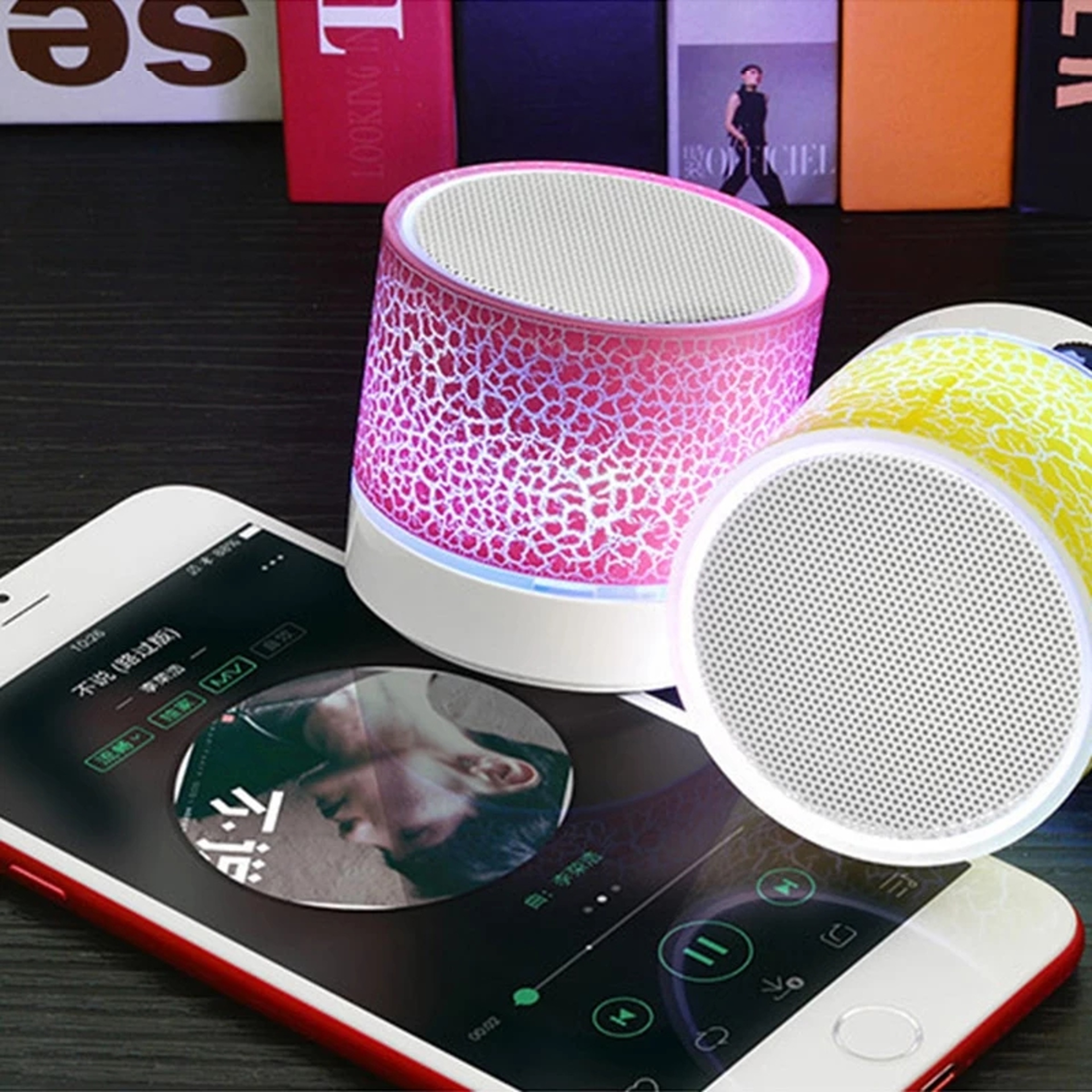 Crystal Glow Bluetooth Speaker With LED Lights TF Card  USB Portable Mini Wireless Speaker 5