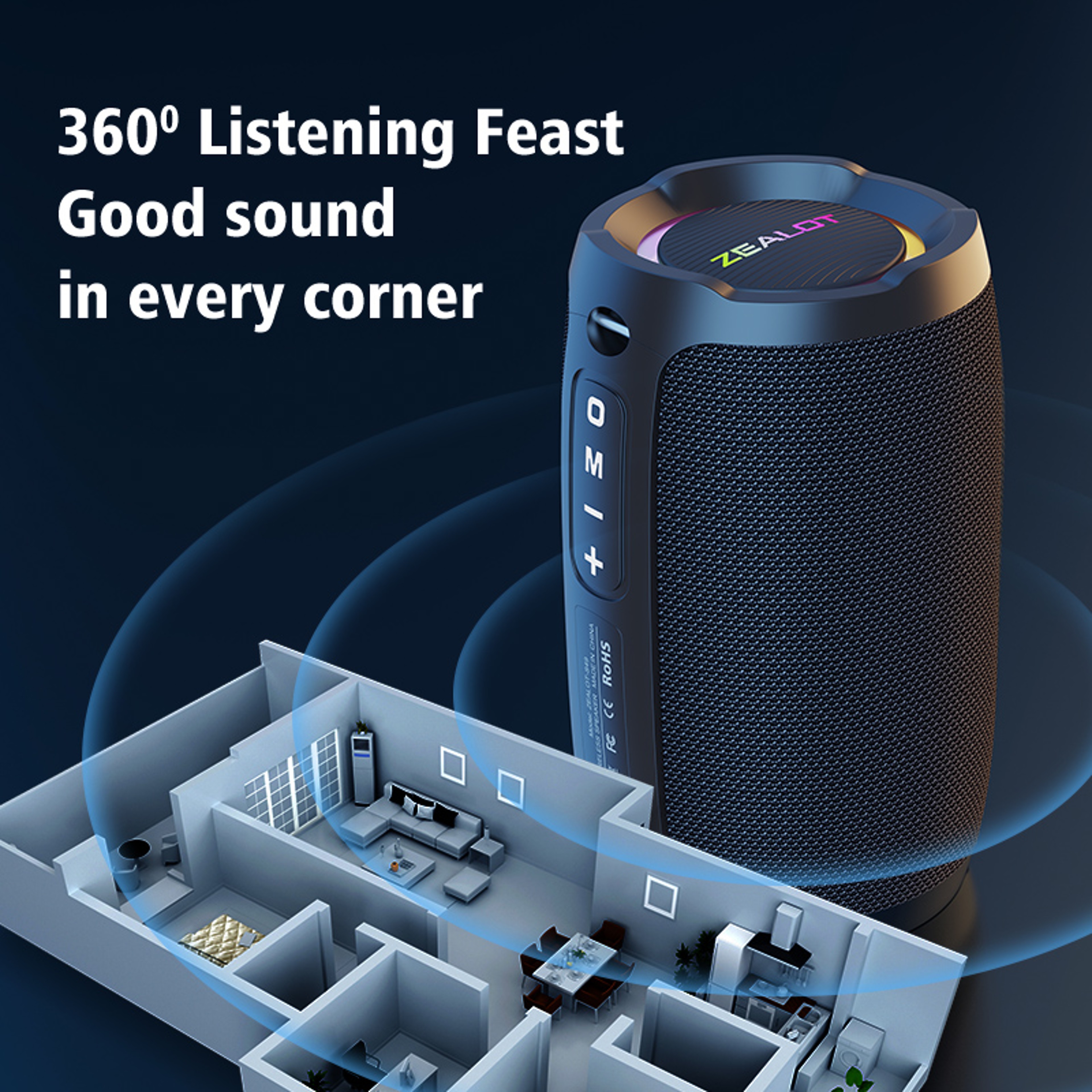Portable Bluetooth Speaker With Stereo Sound And Waterproof Design 1