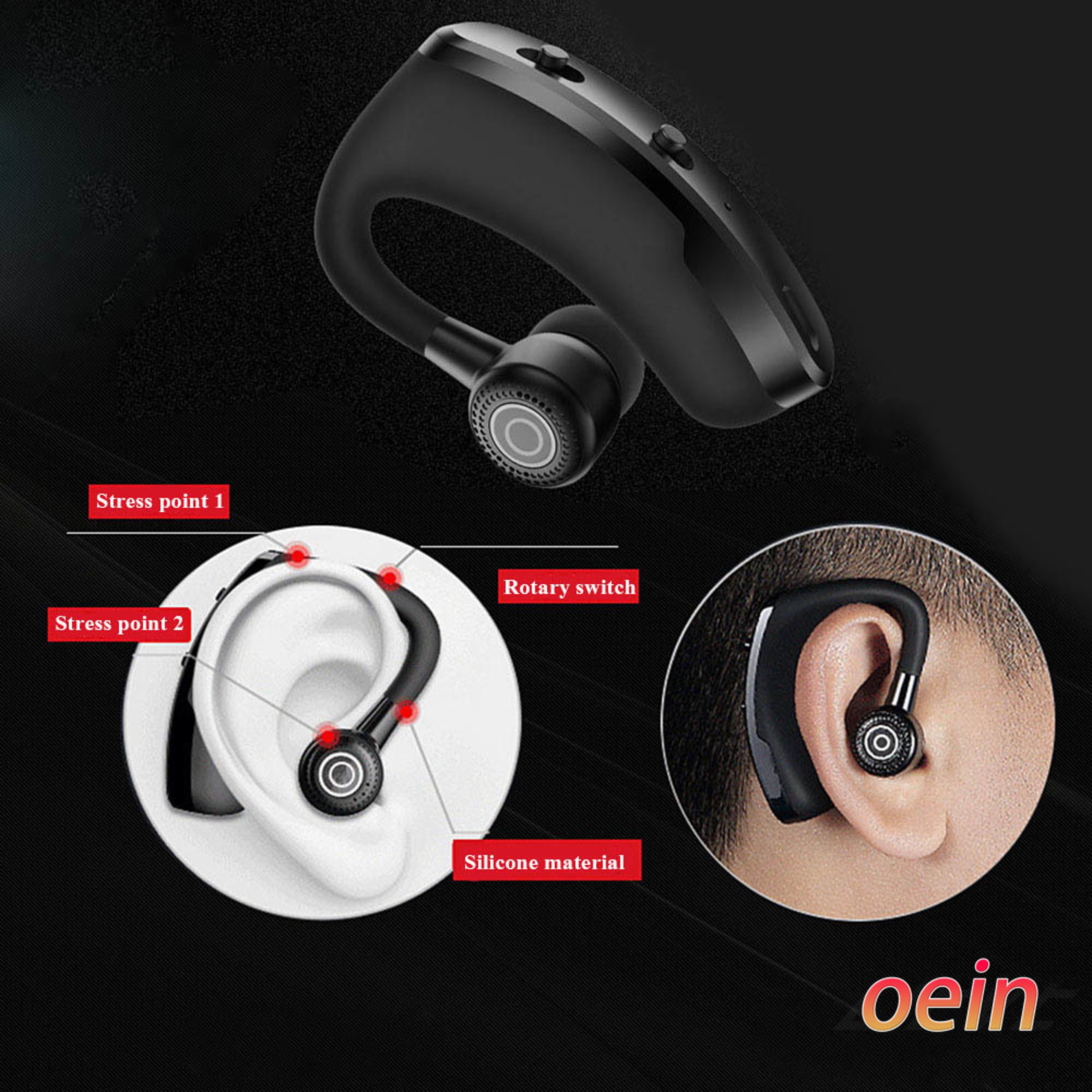 Bluetooth Headset Wireless Earpiece For Business Calls Driving  Sports 5