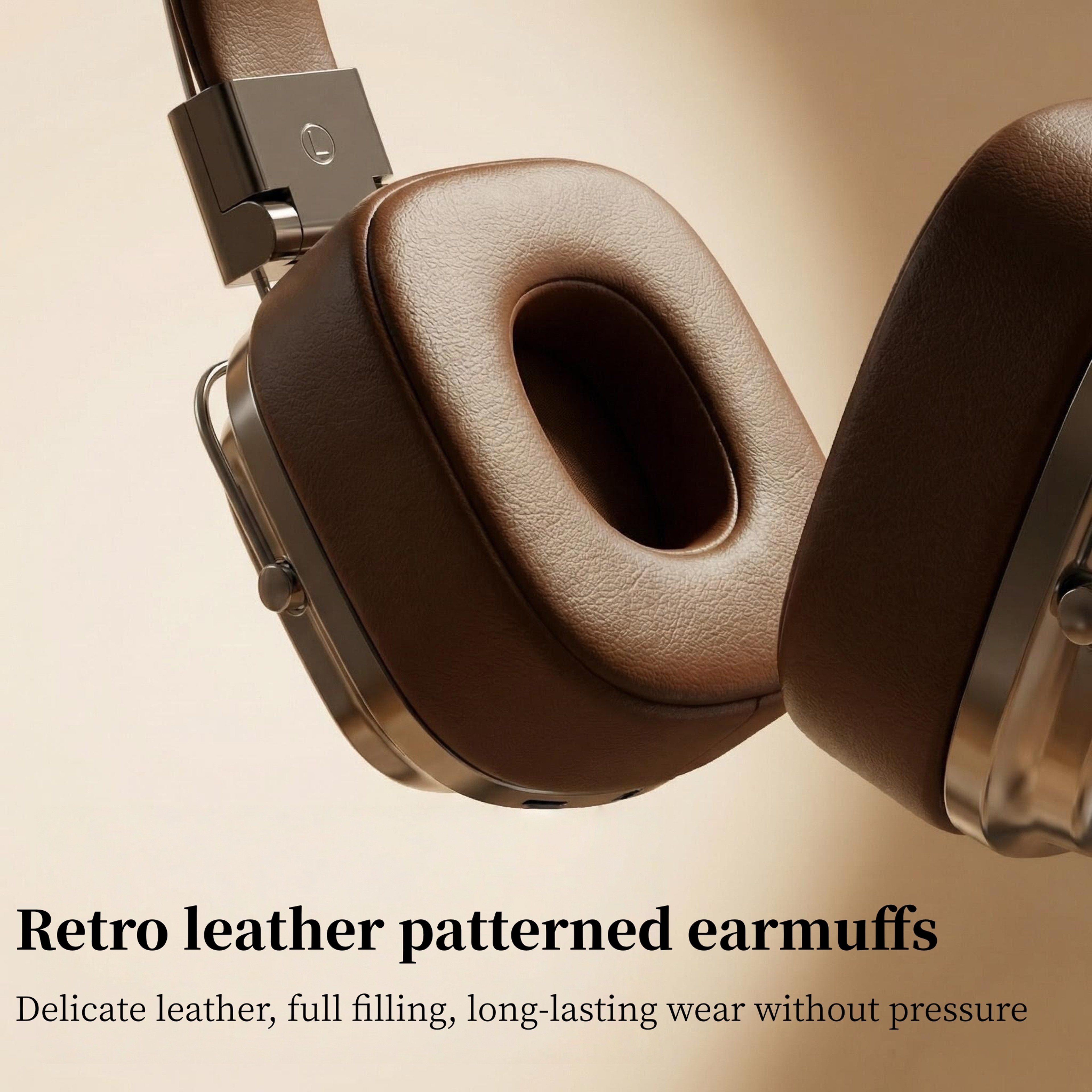 Leather Bluetooth Over Ear Headphones With Bluetooth Foldable Design  Wired Mode 4