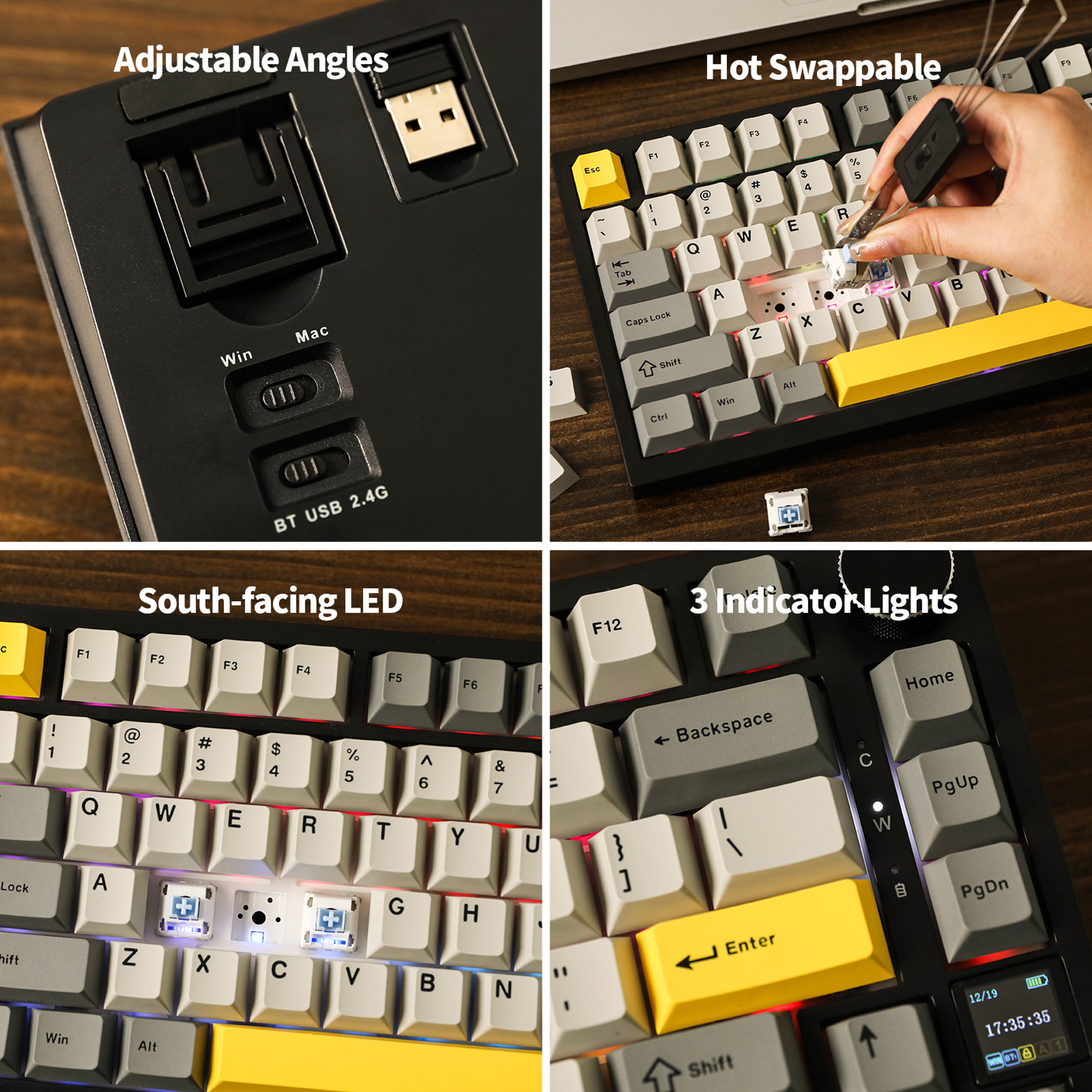 Wireless Mechanical Keyboard With TFT Screen And Gasket Mount For Mac Windows 6