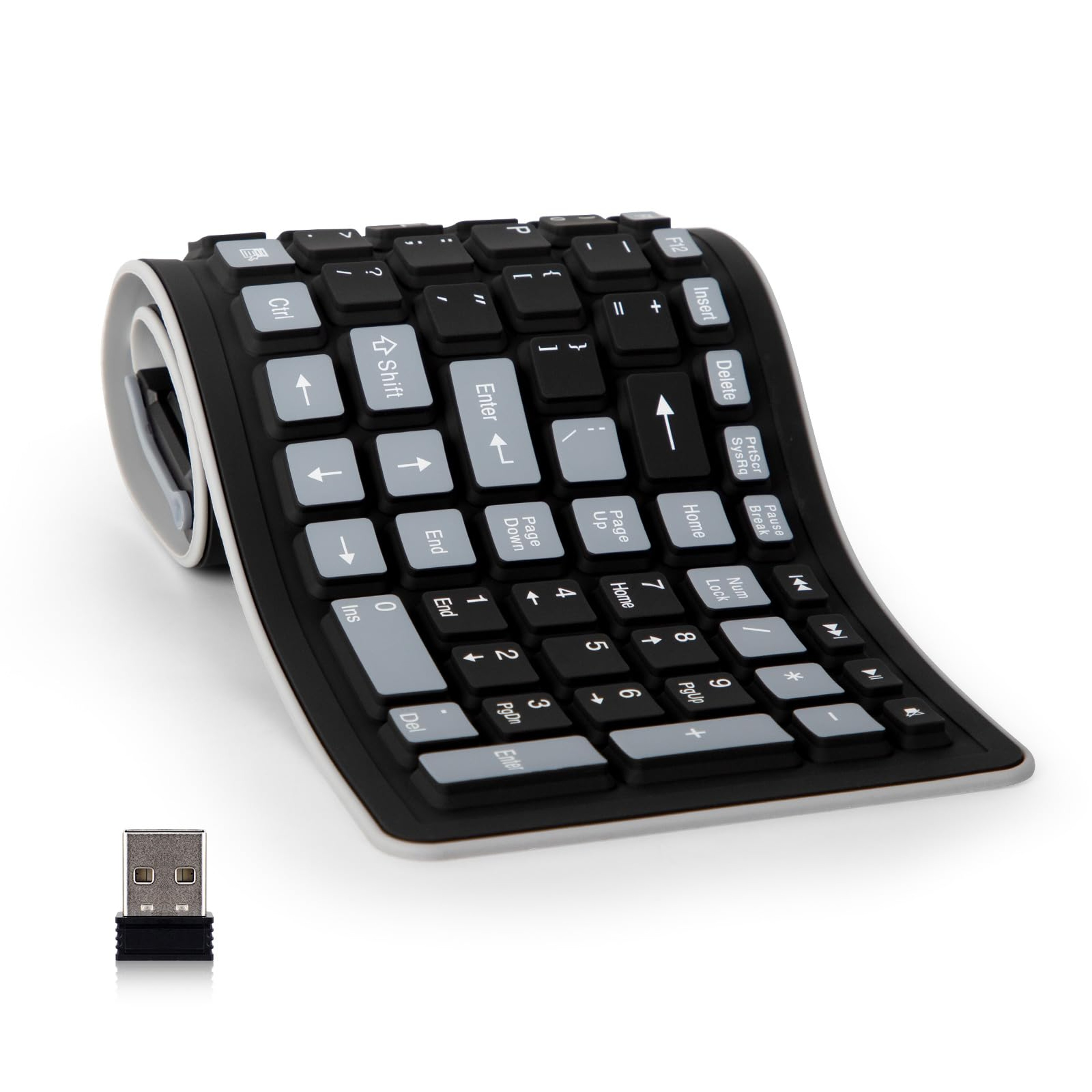 Foldable Wireless Keyboard Silicone Roll Up Waterproof Keyboard For PC Laptop Tablet 0