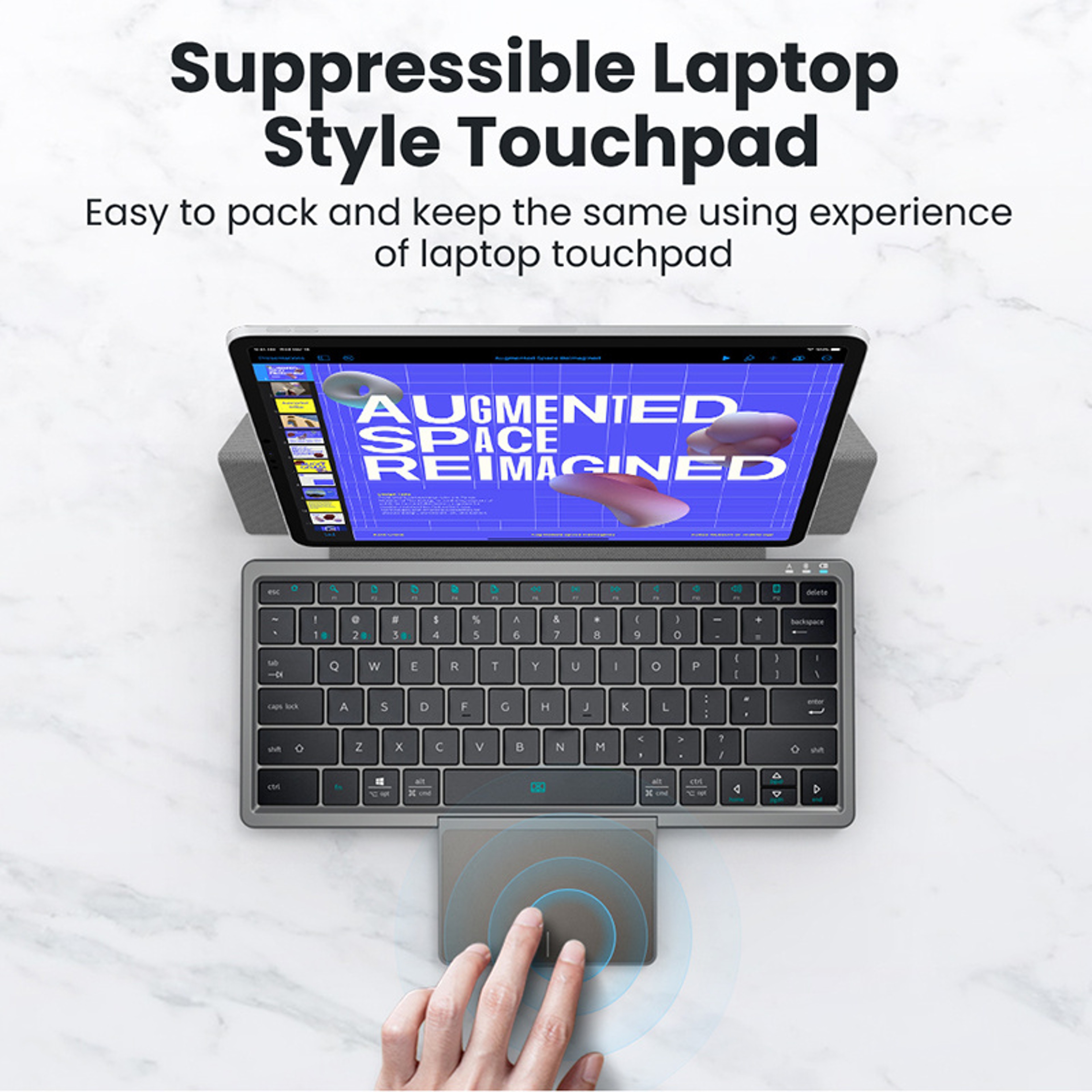Foldable Bluetooth Keyboard With Large Touchpad For IPad Tablet  Laptop Rechargeable Wireless Keybo 2