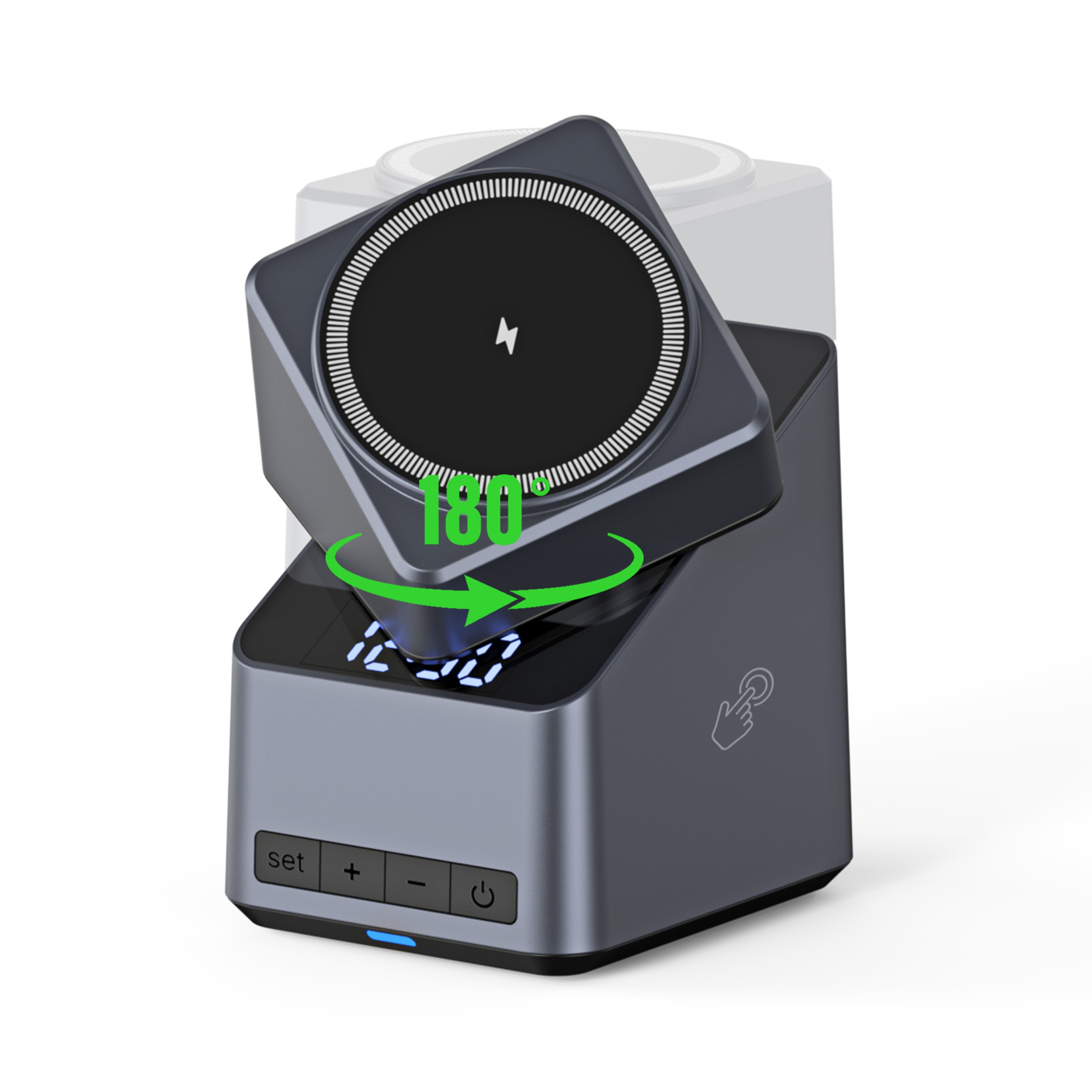 MagSafe Wireless Charging Station with Clock and Auto Rotation for iPhone Apple Watch & AirPods – view 7