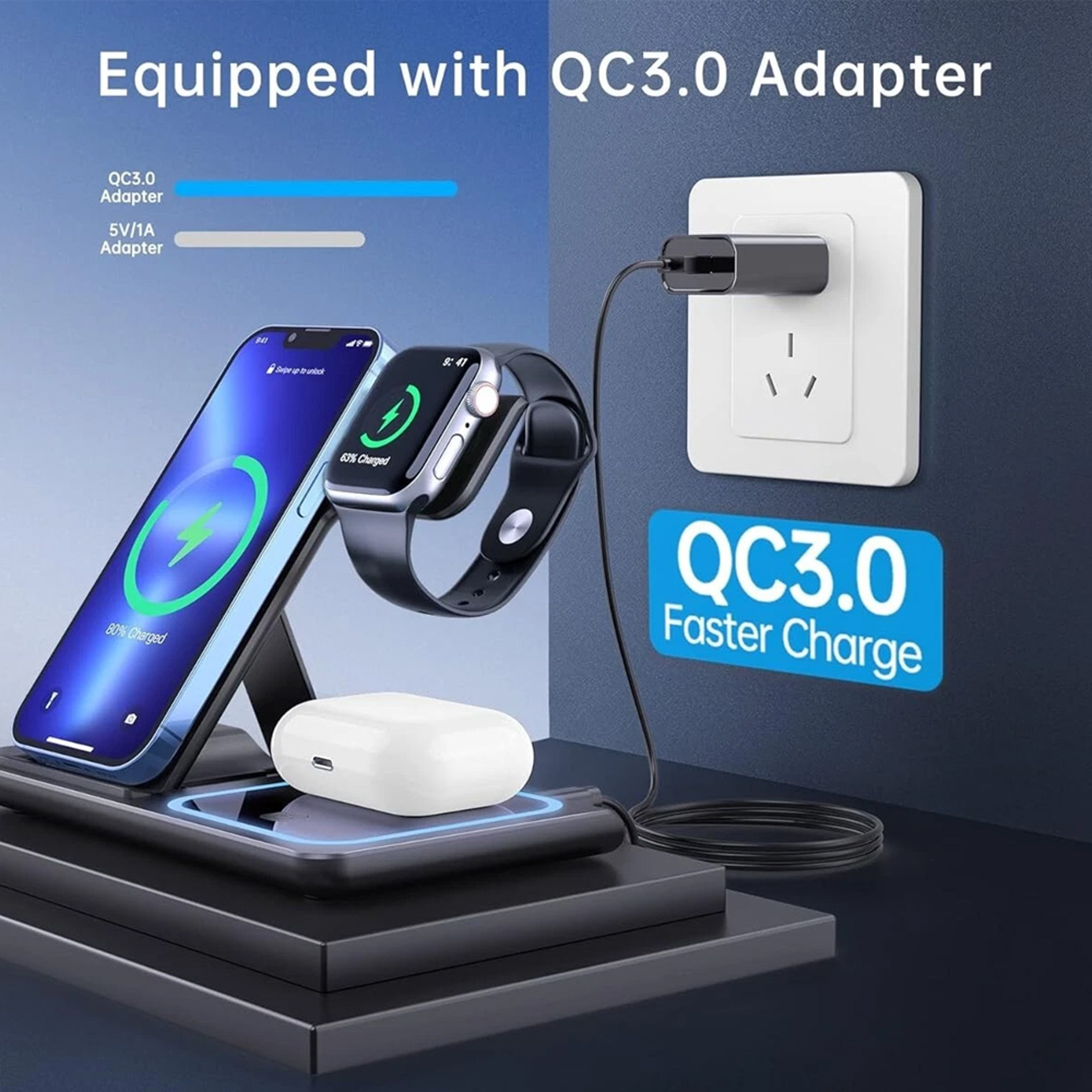 FoldCharge Pro Wireless Charging Station for iPhone Apple Watch and AirPods – view 4