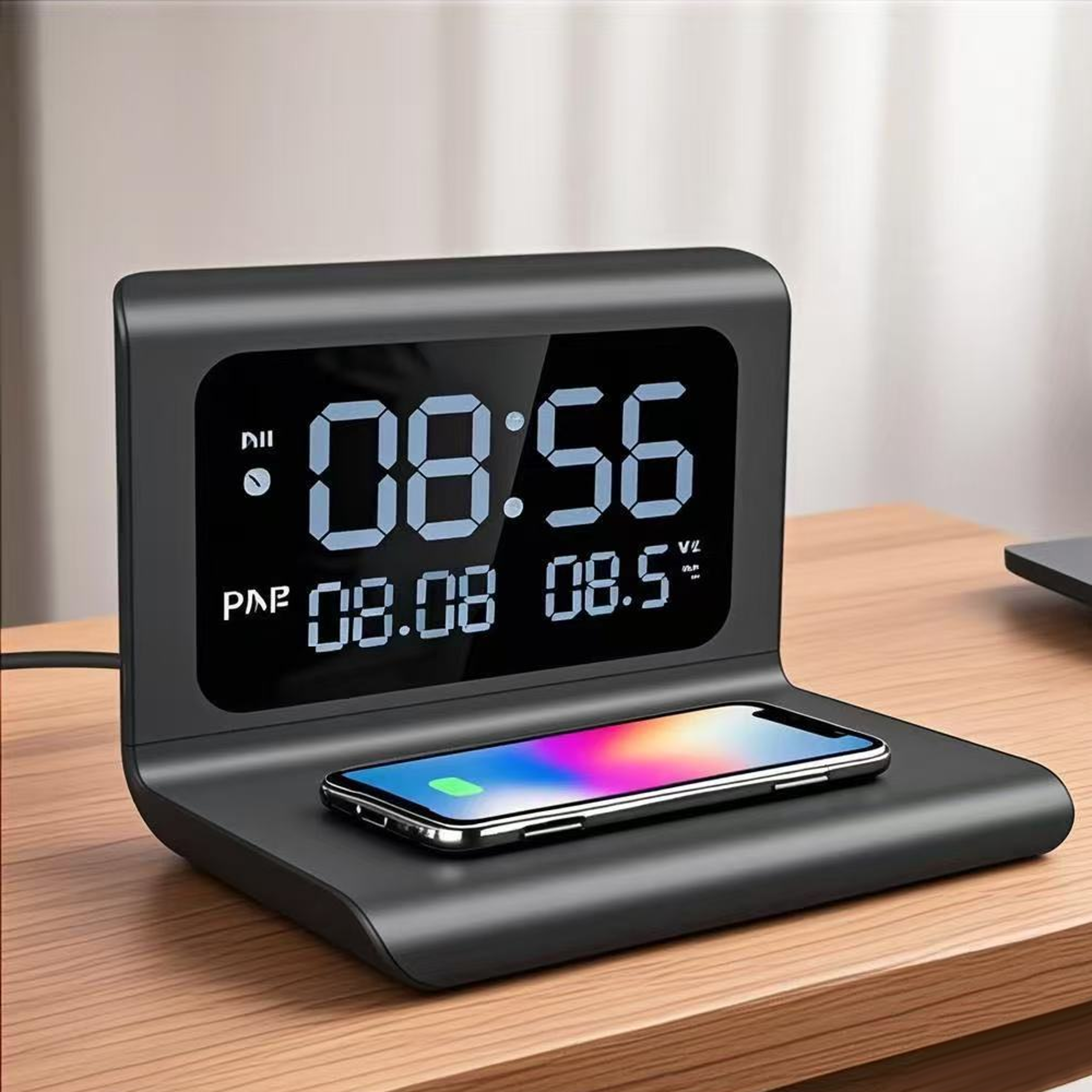Wireless Charger Stand with Clock & Thermometer Qi Wireless Charging Dock – view 6